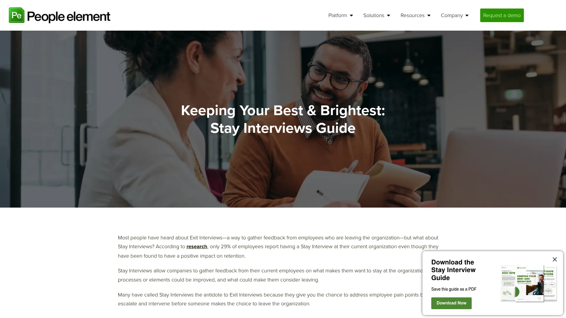 Stay Interview Guide from People Element