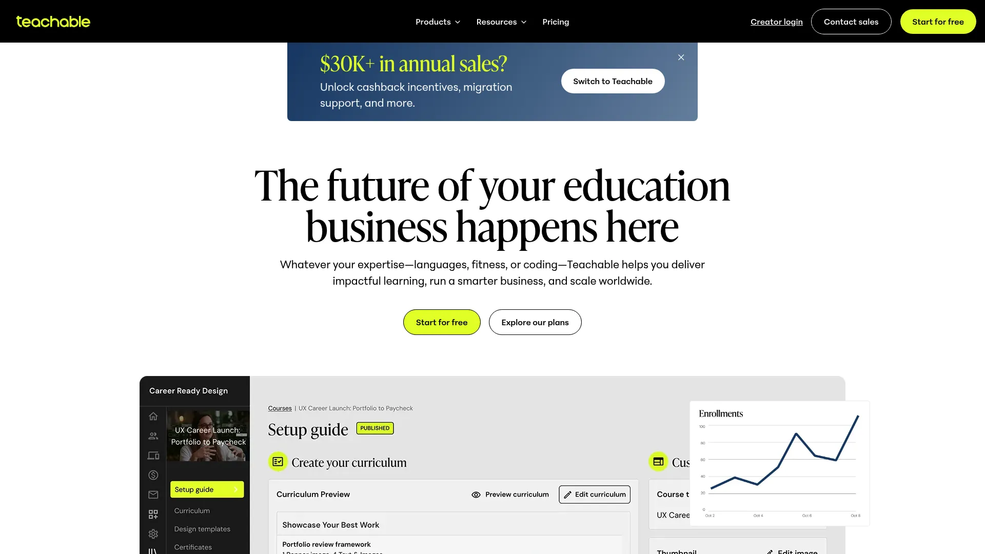 Teachable course and learning path platform