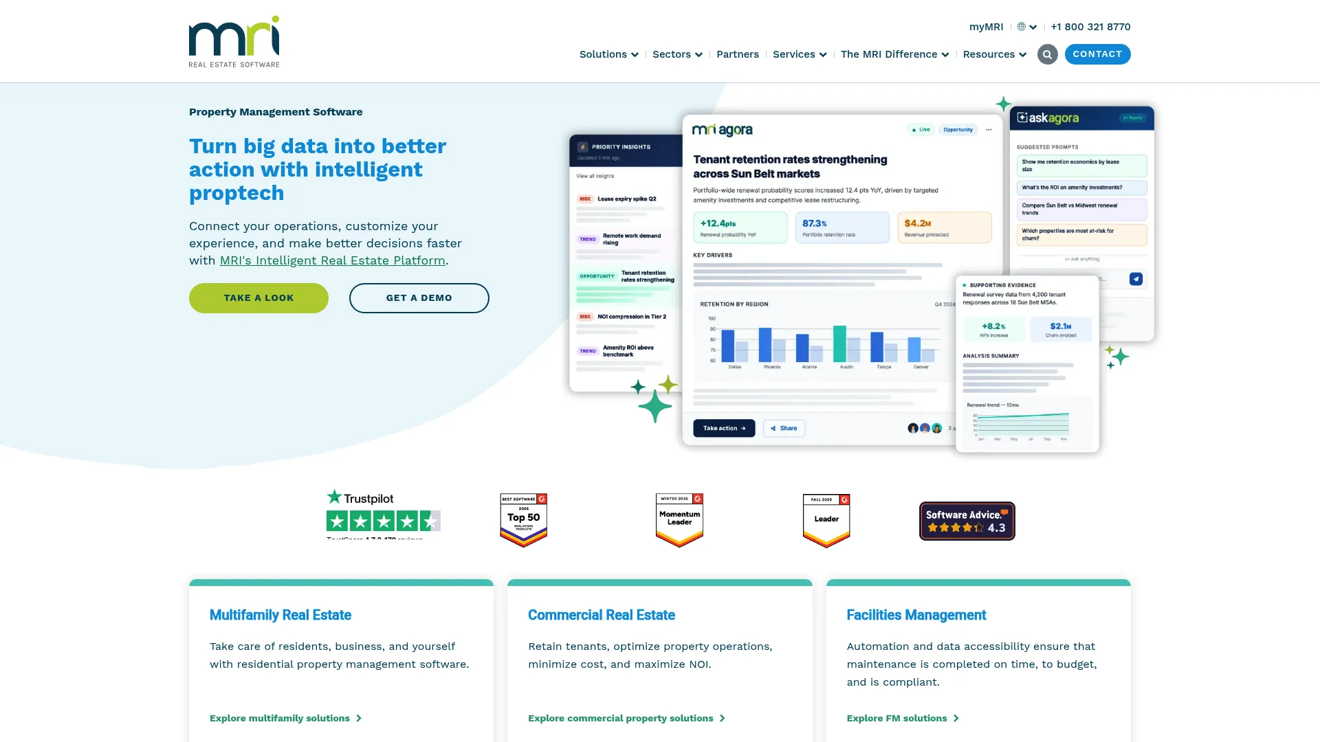 MRI Software real estate platform homepage