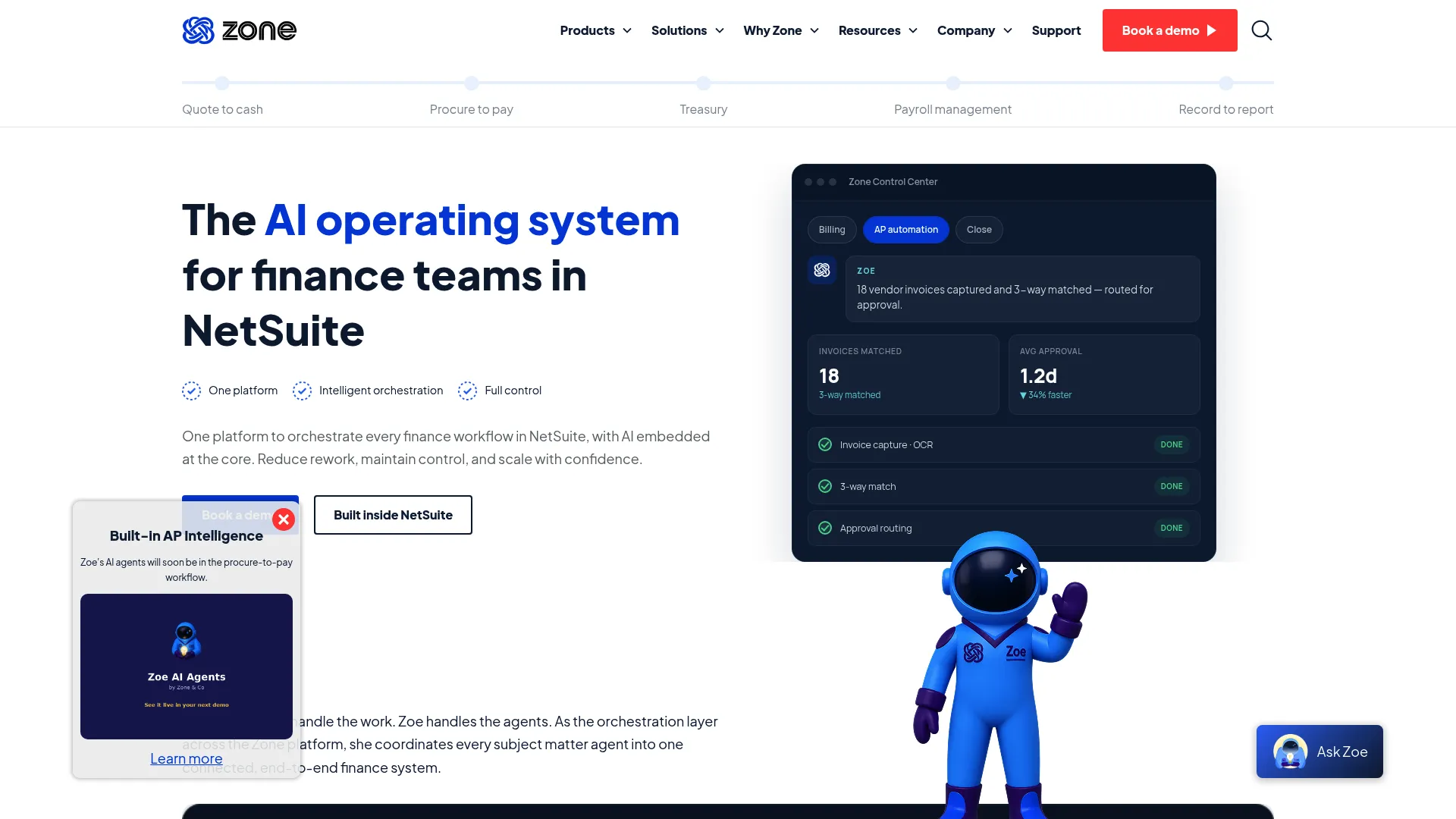 Zone and Co NetSuite-native finance software homepage