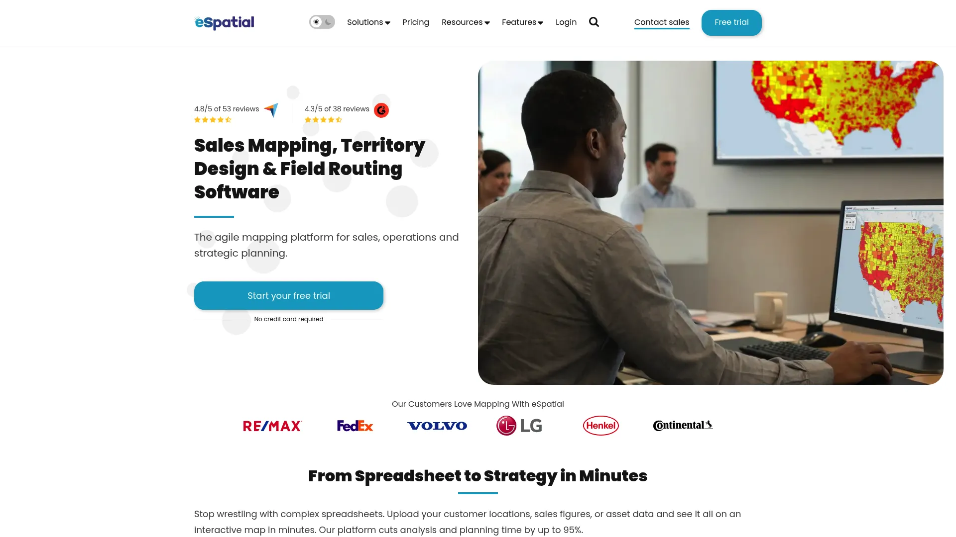 eSpatial business mapping and territory management interface