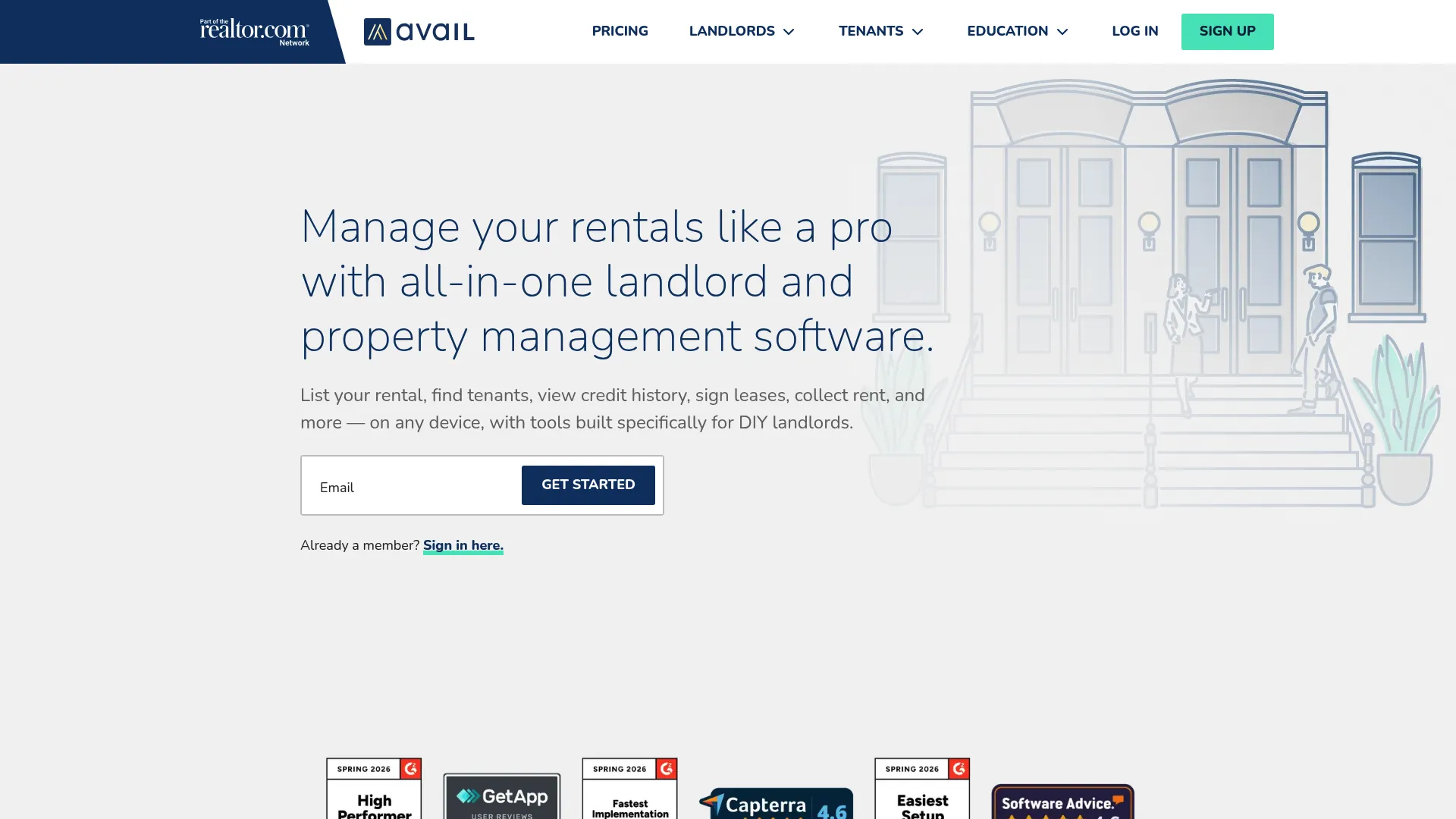 Avail property management software homepage