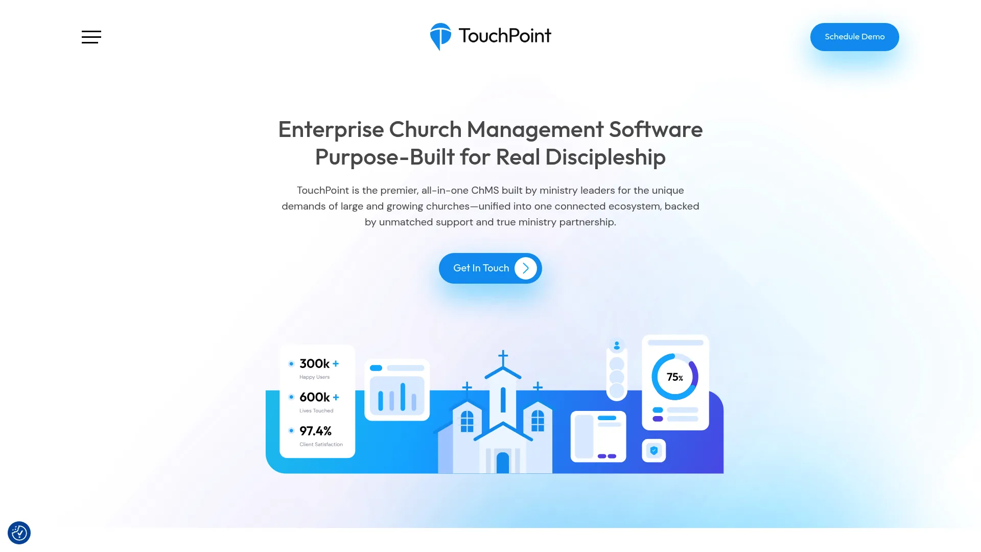 TouchPoint enterprise church management software dashboard