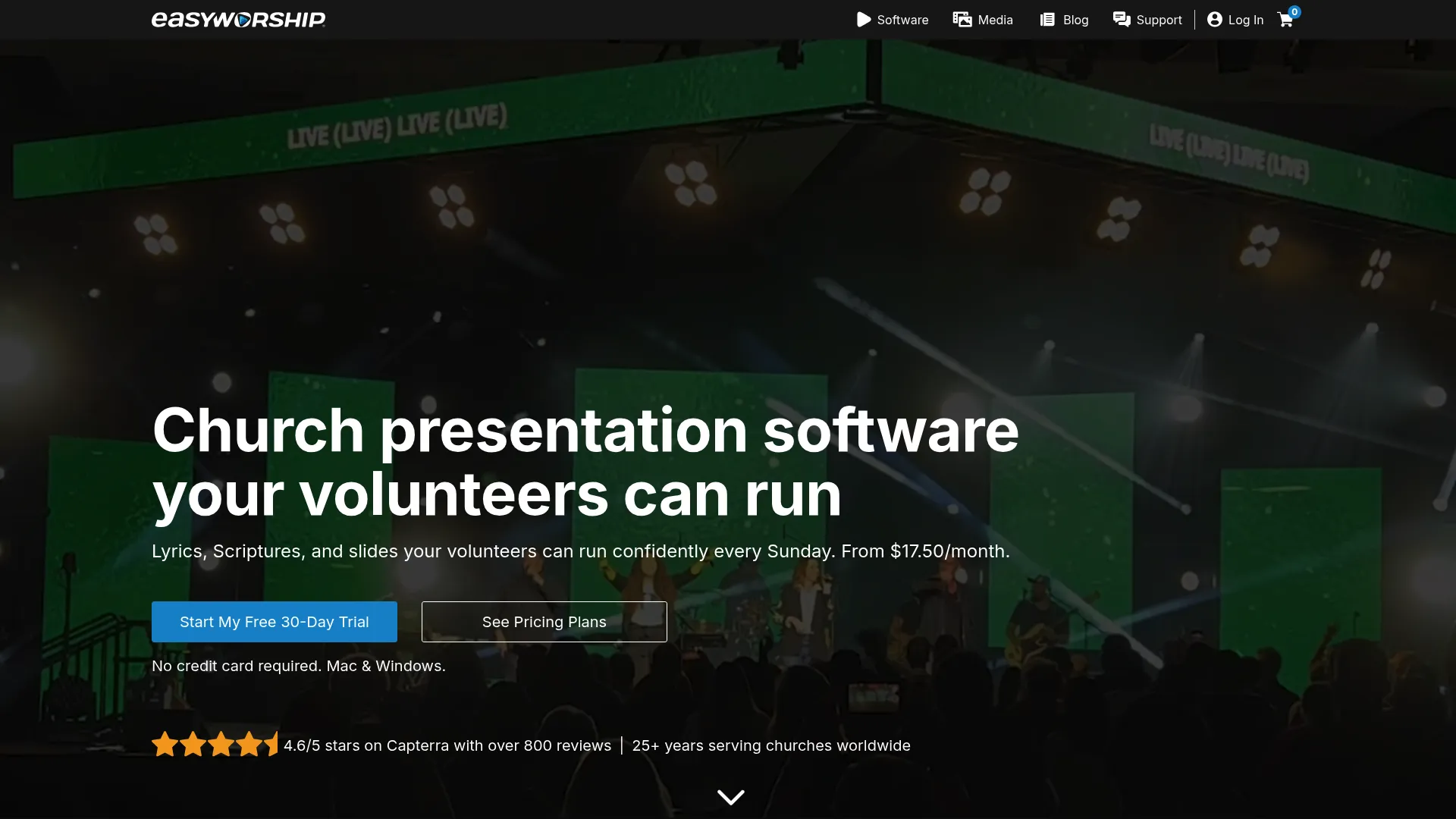 EasyWorship church presentation software homepage