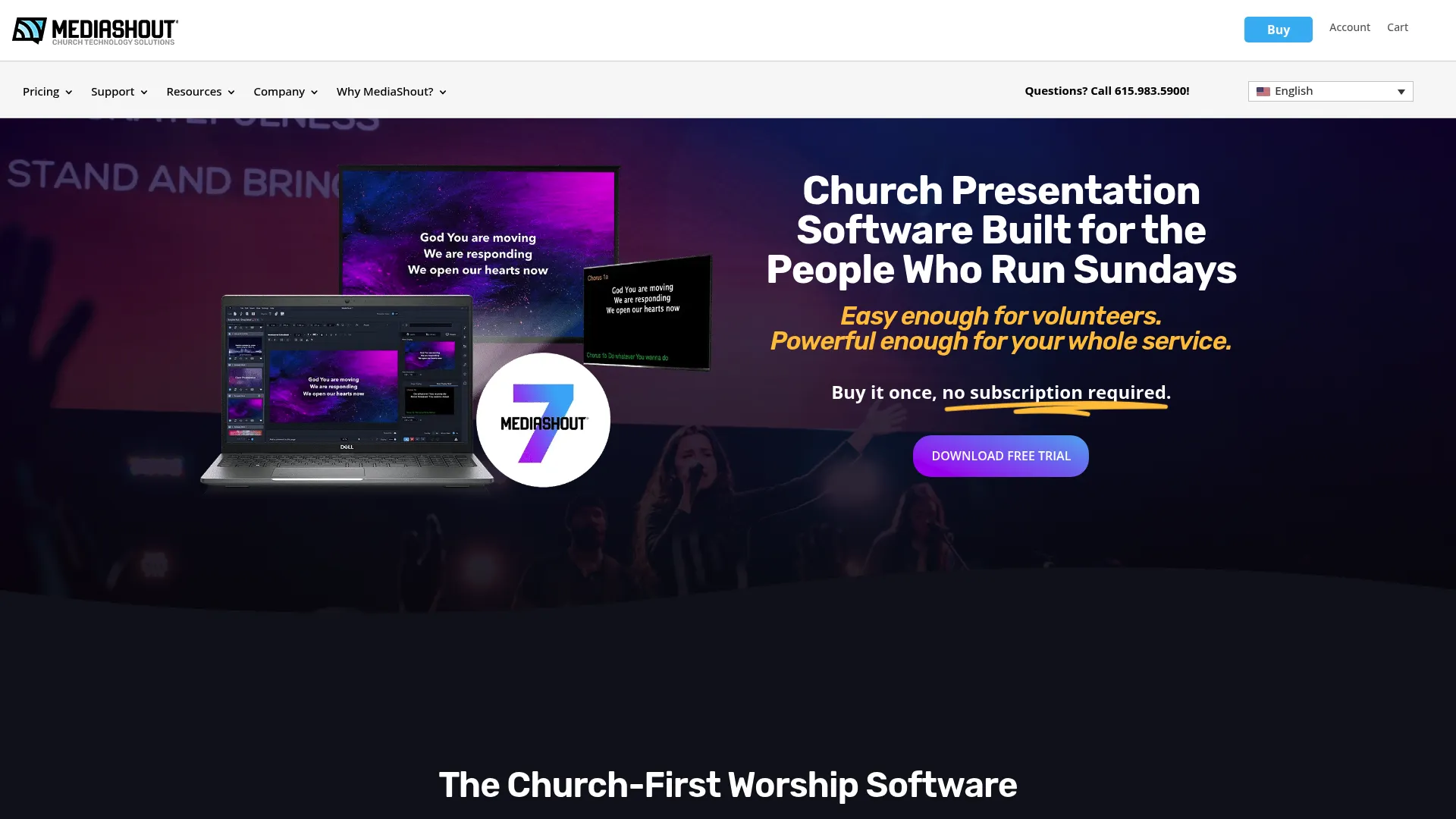 MediaShout church presentation software homepage