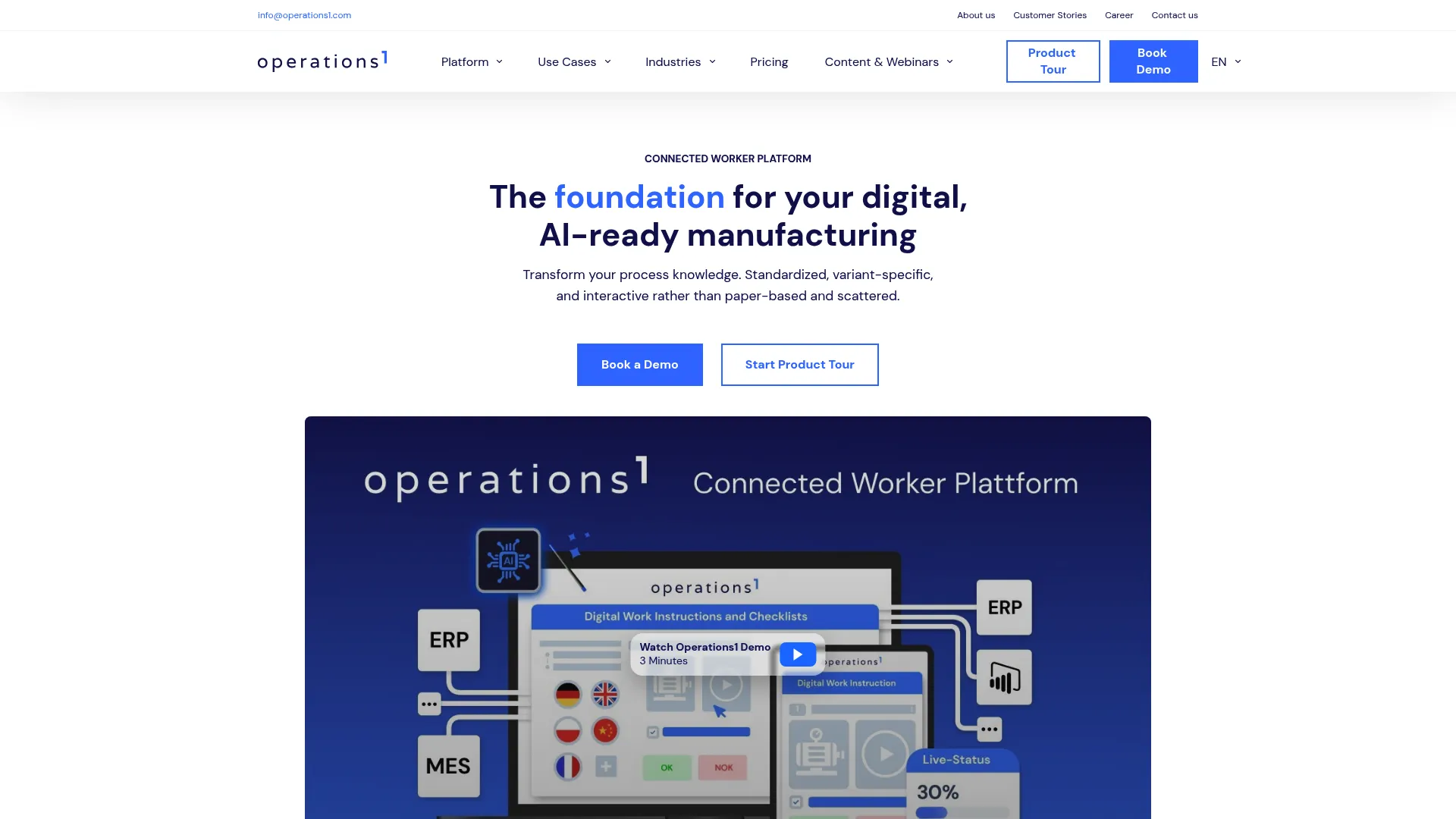 Operations1 connected worker platform for manufacturing