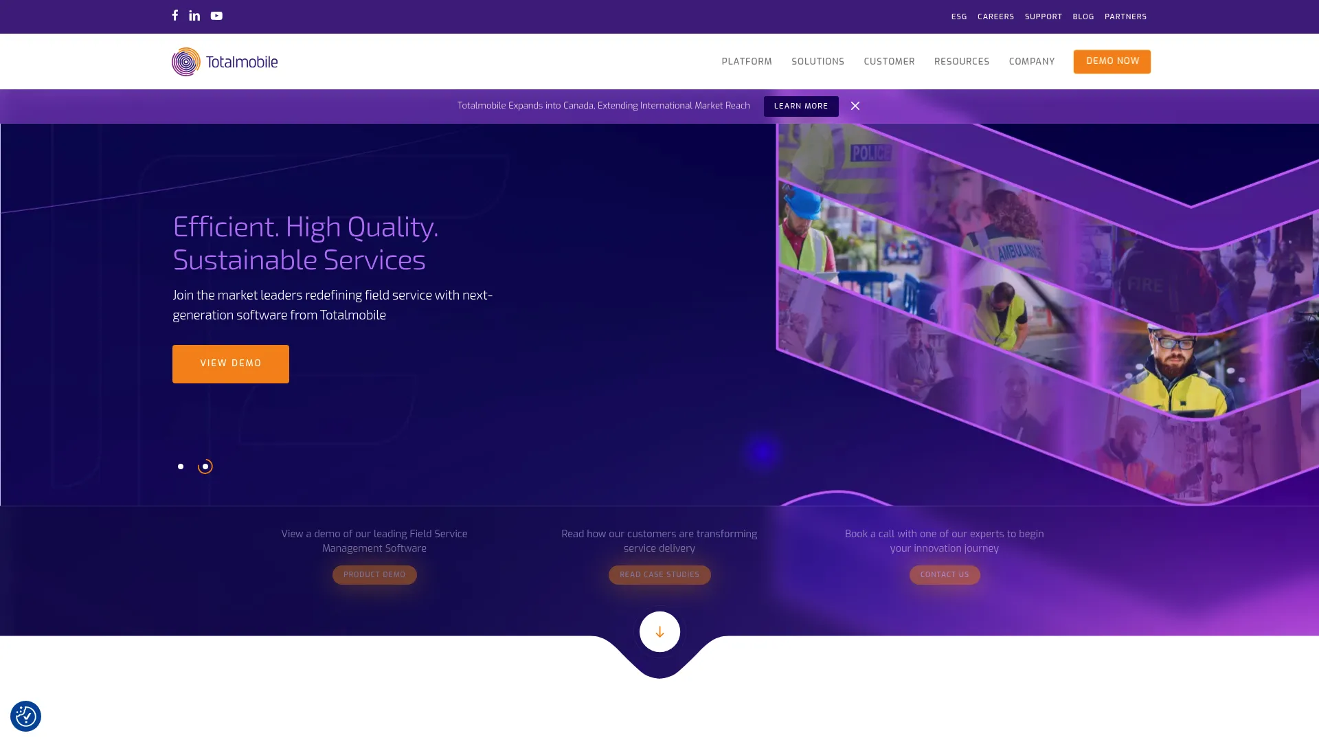 TotalMobile field workforce management homepage