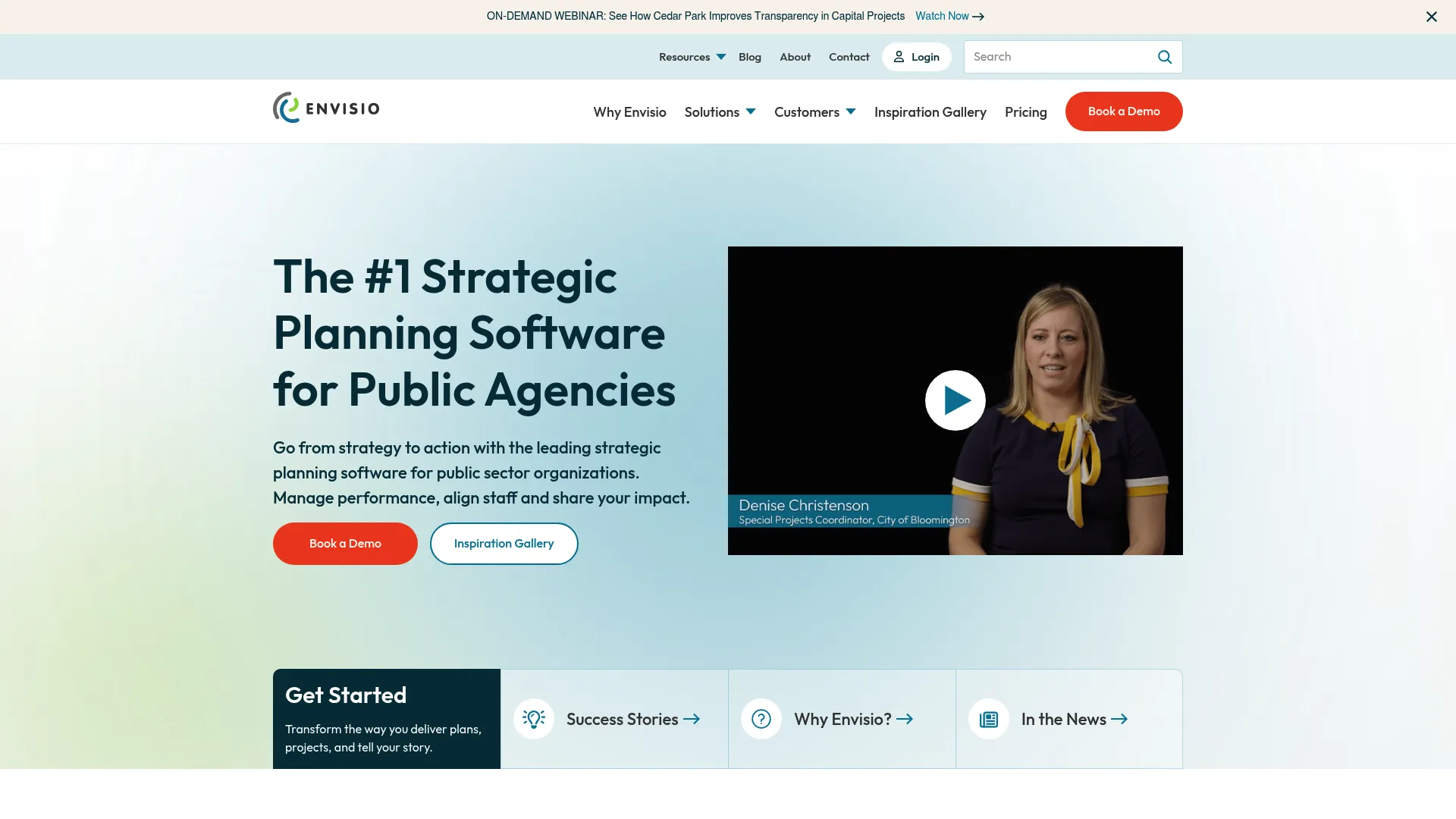 Envisio strategic planning dashboard homepage