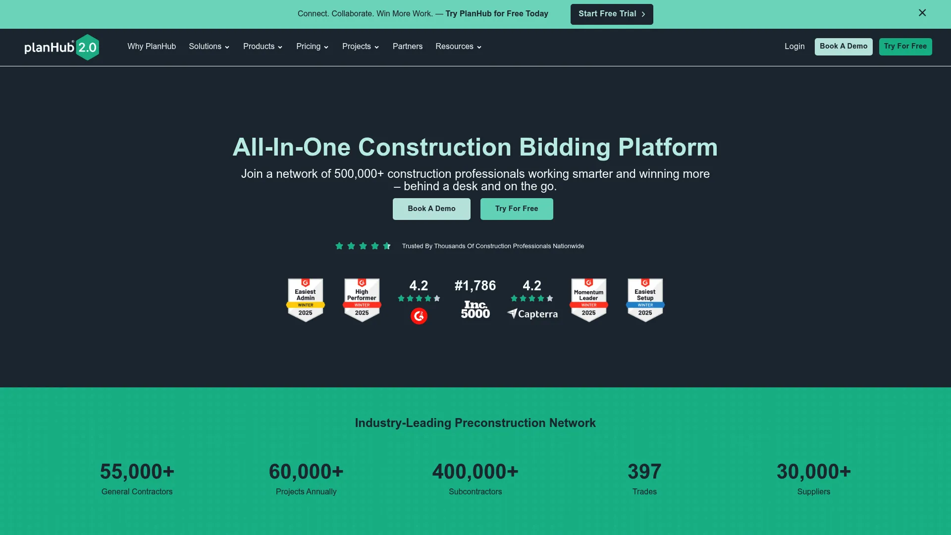 PlanHub construction bidding platform screenshot