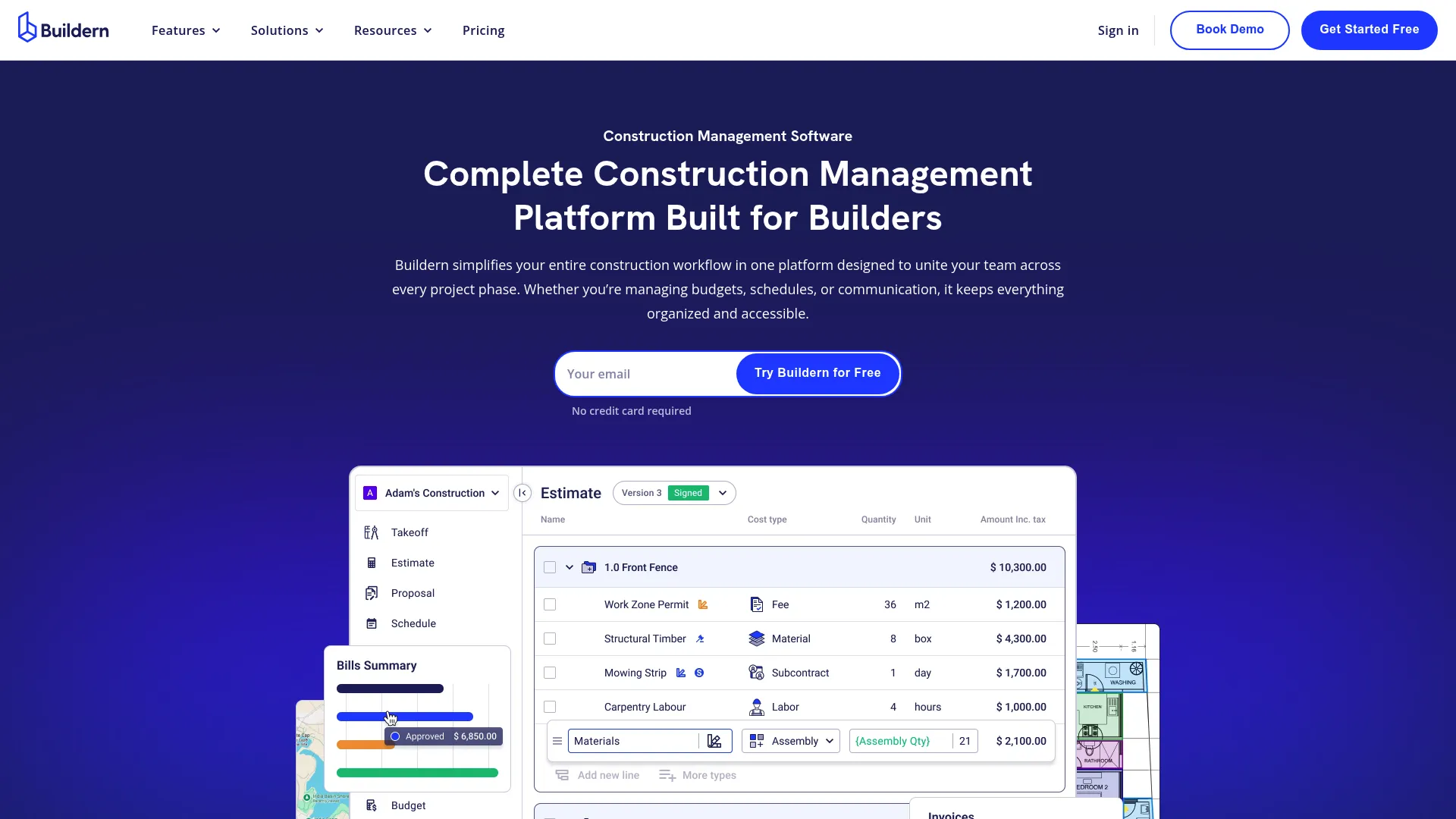 Buildern construction management platform screenshot