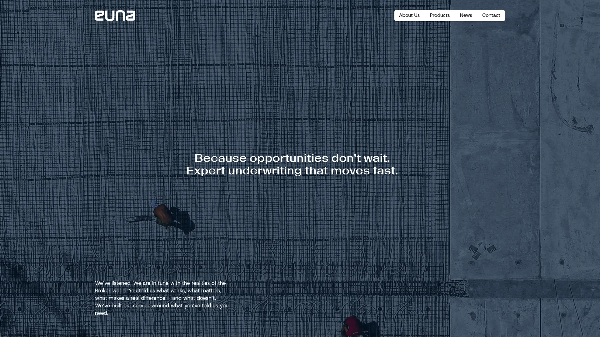 Euna homepage showing public sector procurement software
