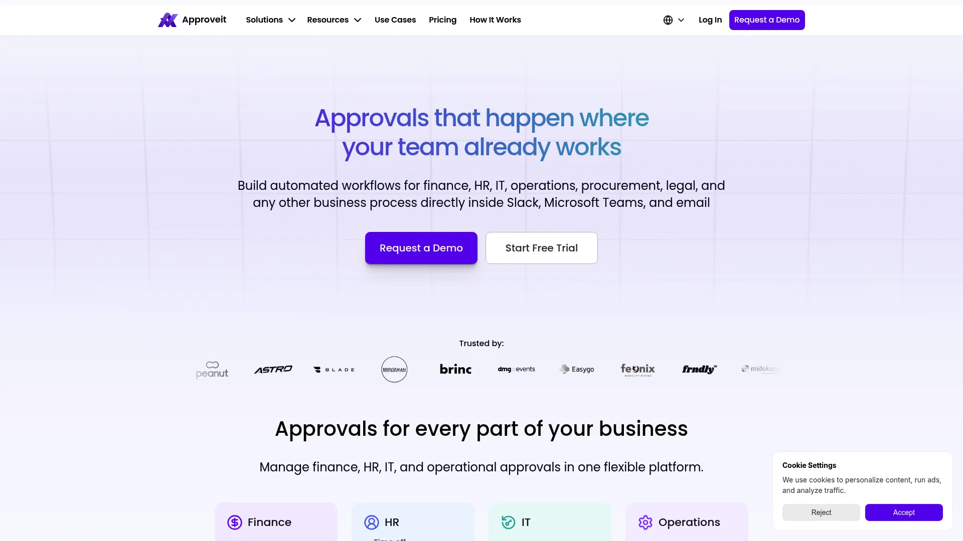 Approveit approval workflow inside Slack and Teams