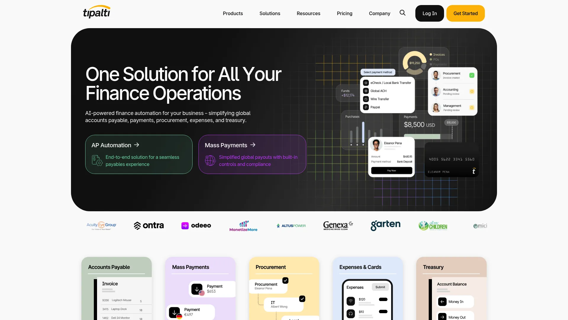 Tipalti global AP automation and mass payments dashboard