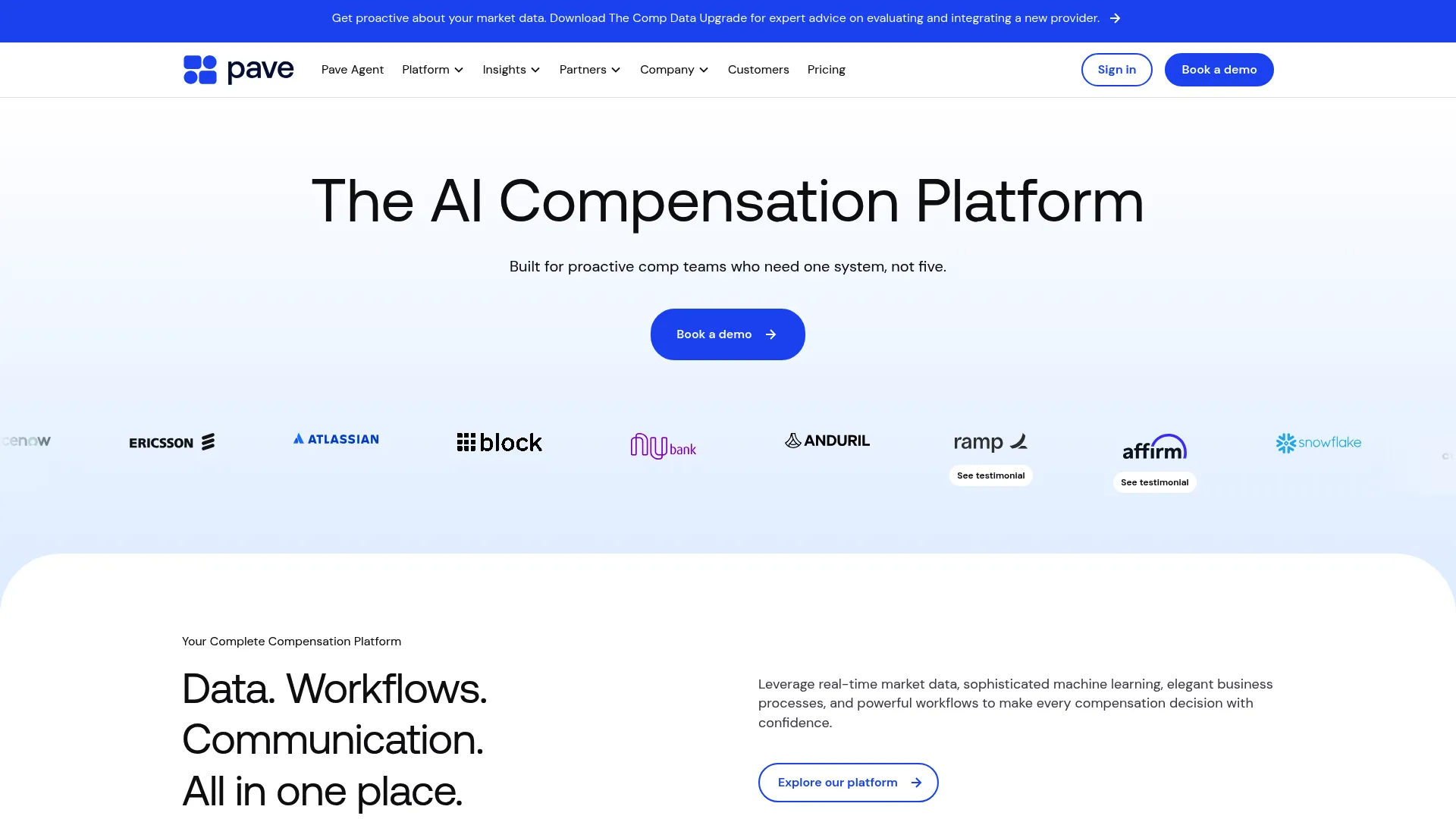 Pave compensation software homepage
