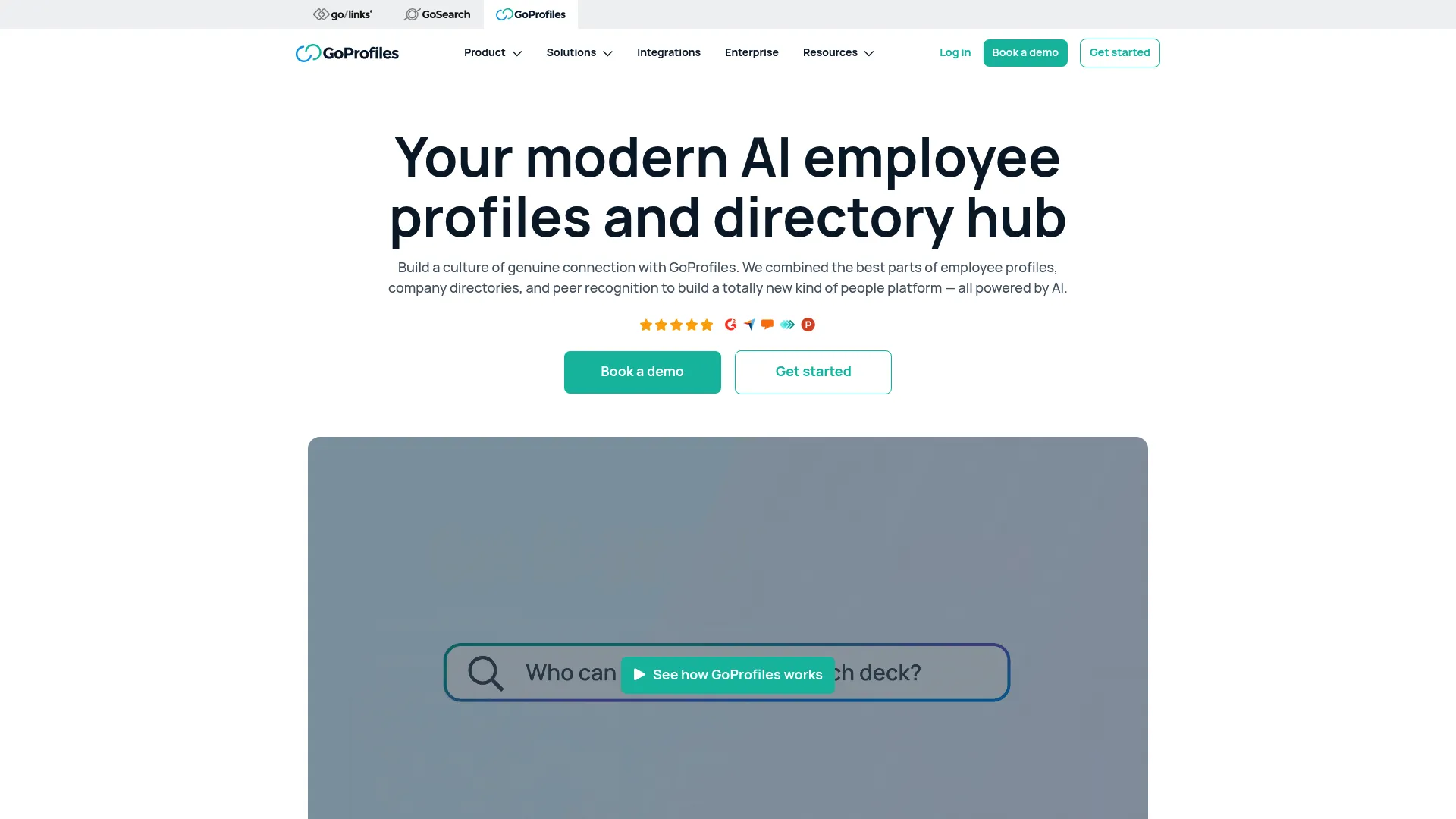 GoProfiles AI employee directory and profiles homepage