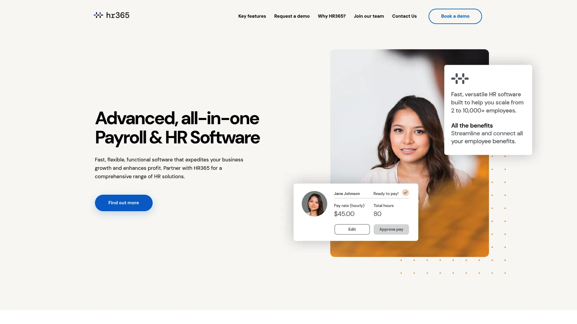 HR365 employee directory and HR software homepage
