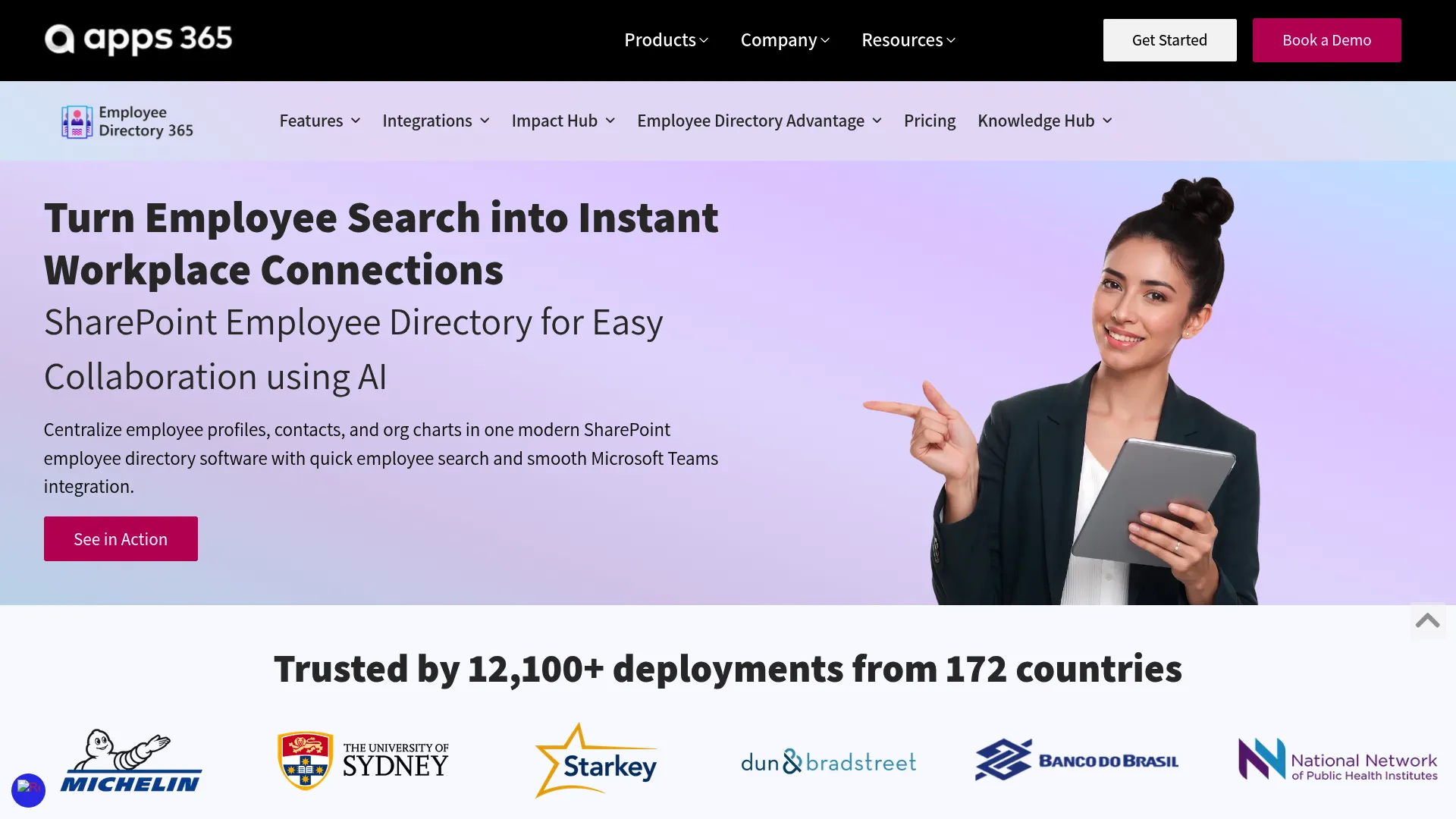 Employee Directory 365 SharePoint app page