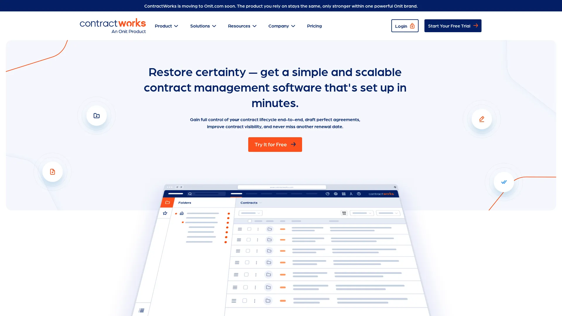 ContractWorks contract management interface