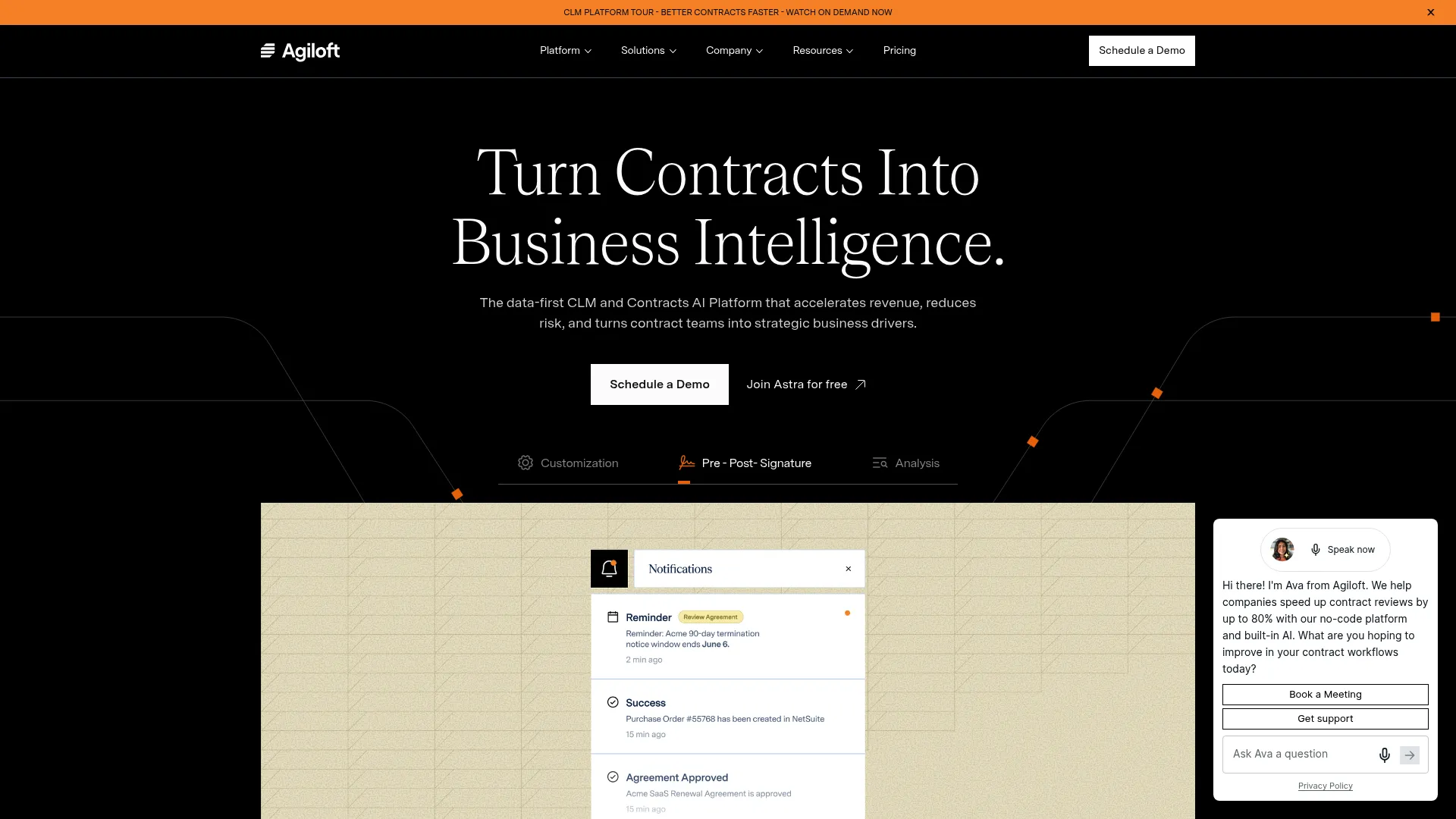 Agiloft contract lifecycle management platform interface