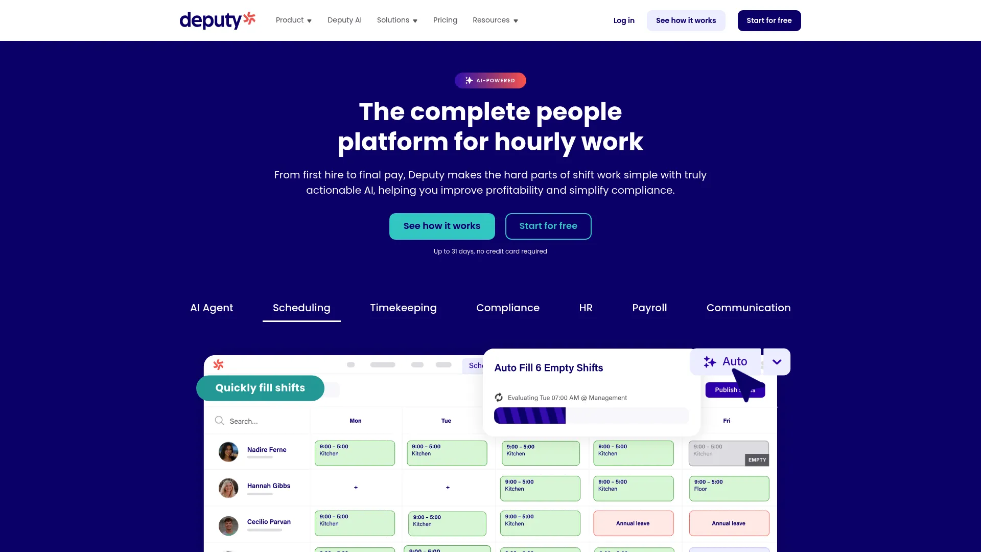 Deputy workforce management for shift-based teams