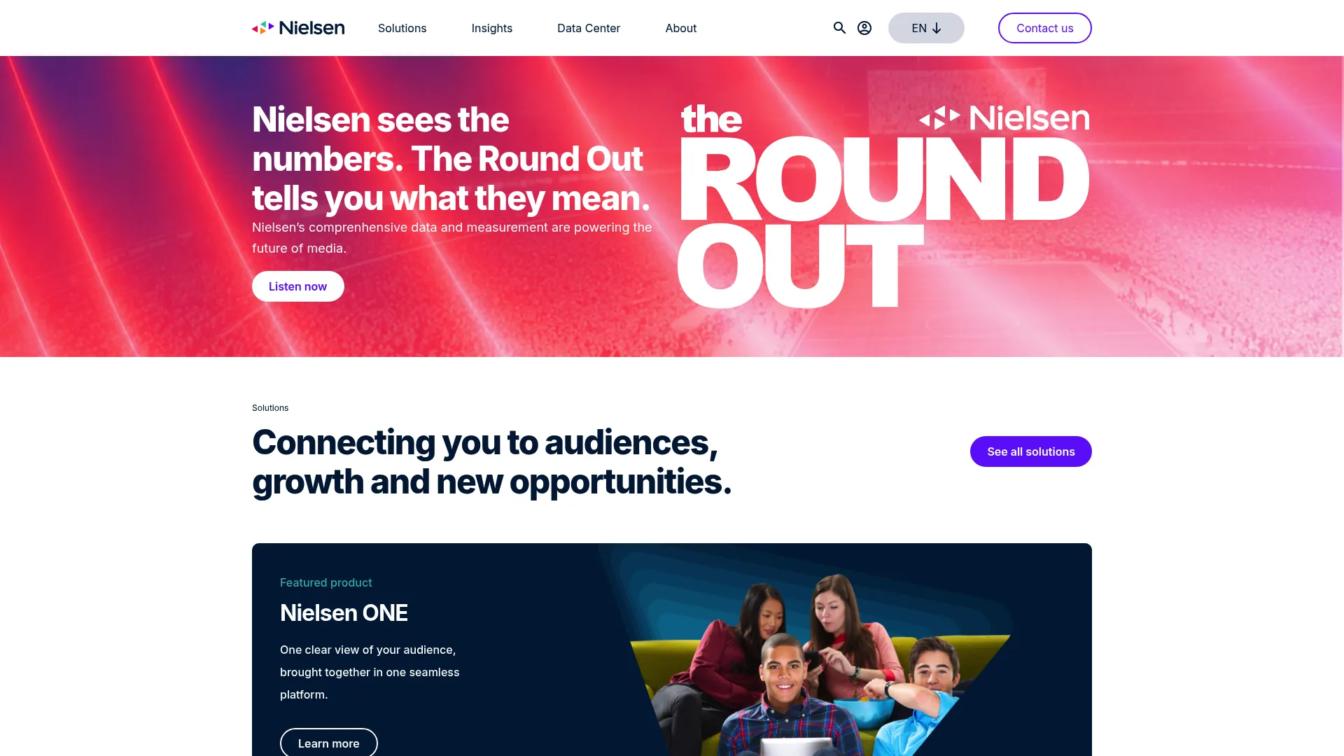 Nielsen audience measurement and media planning homepage
