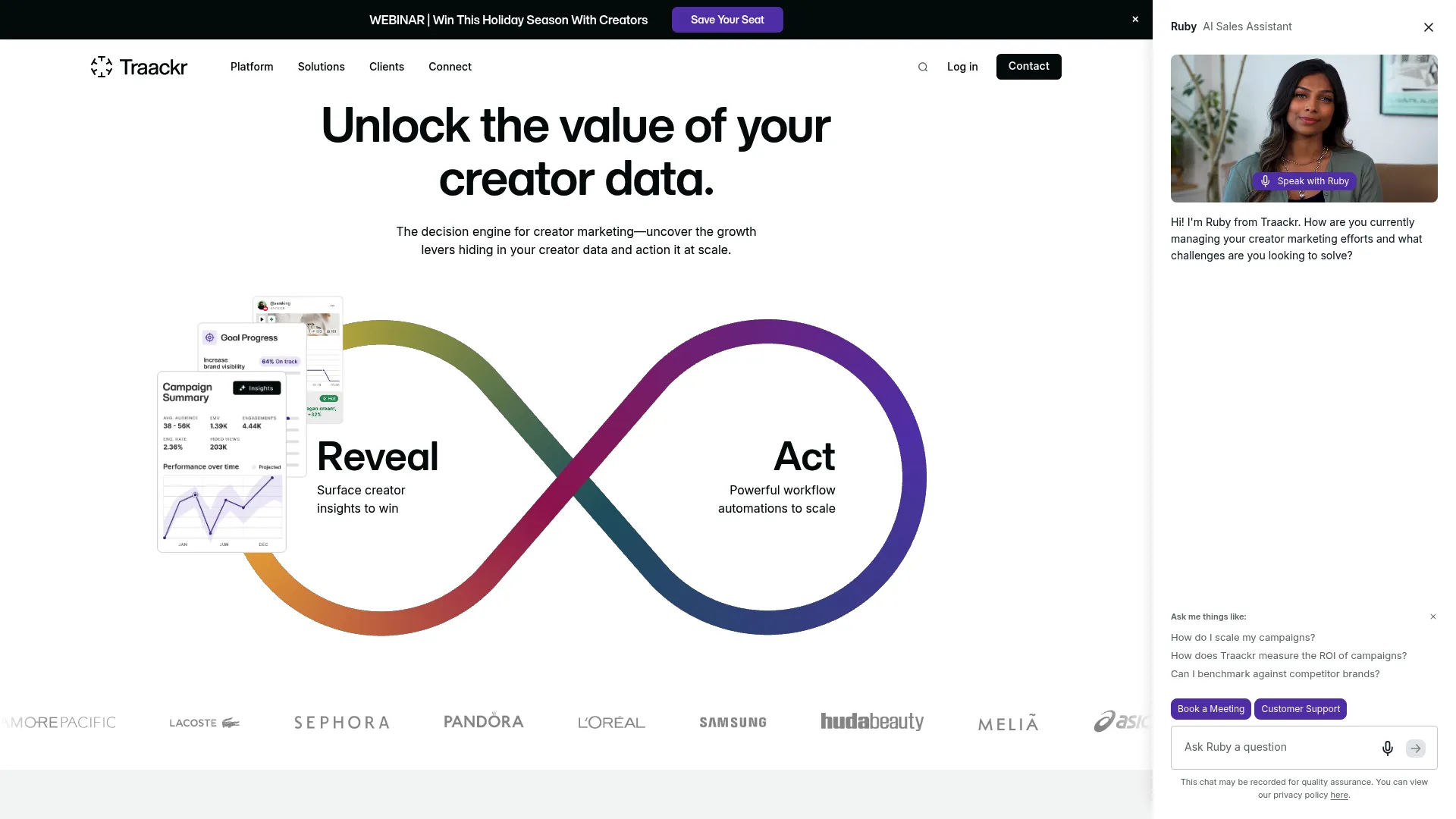 Traackr creator intelligence platform homepage