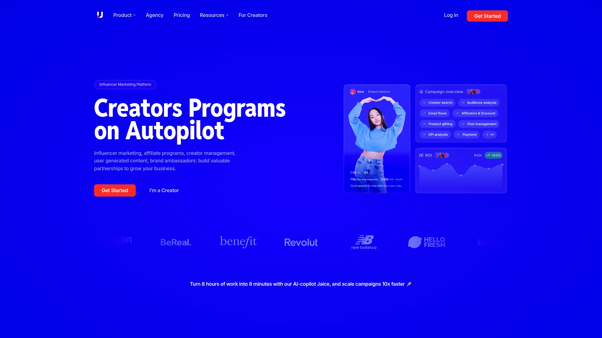 Upfluence influencer marketing platform homepage