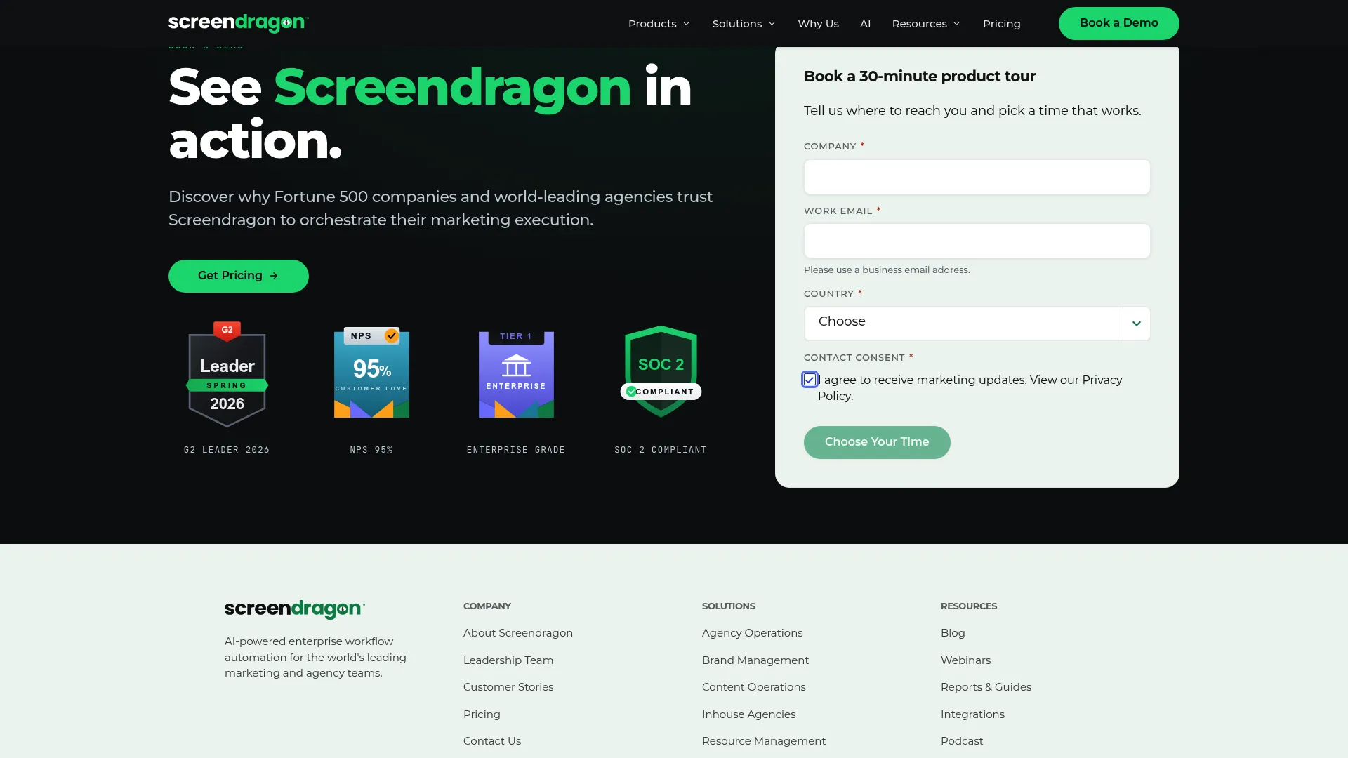 Screendragon workflow automation platform homepage