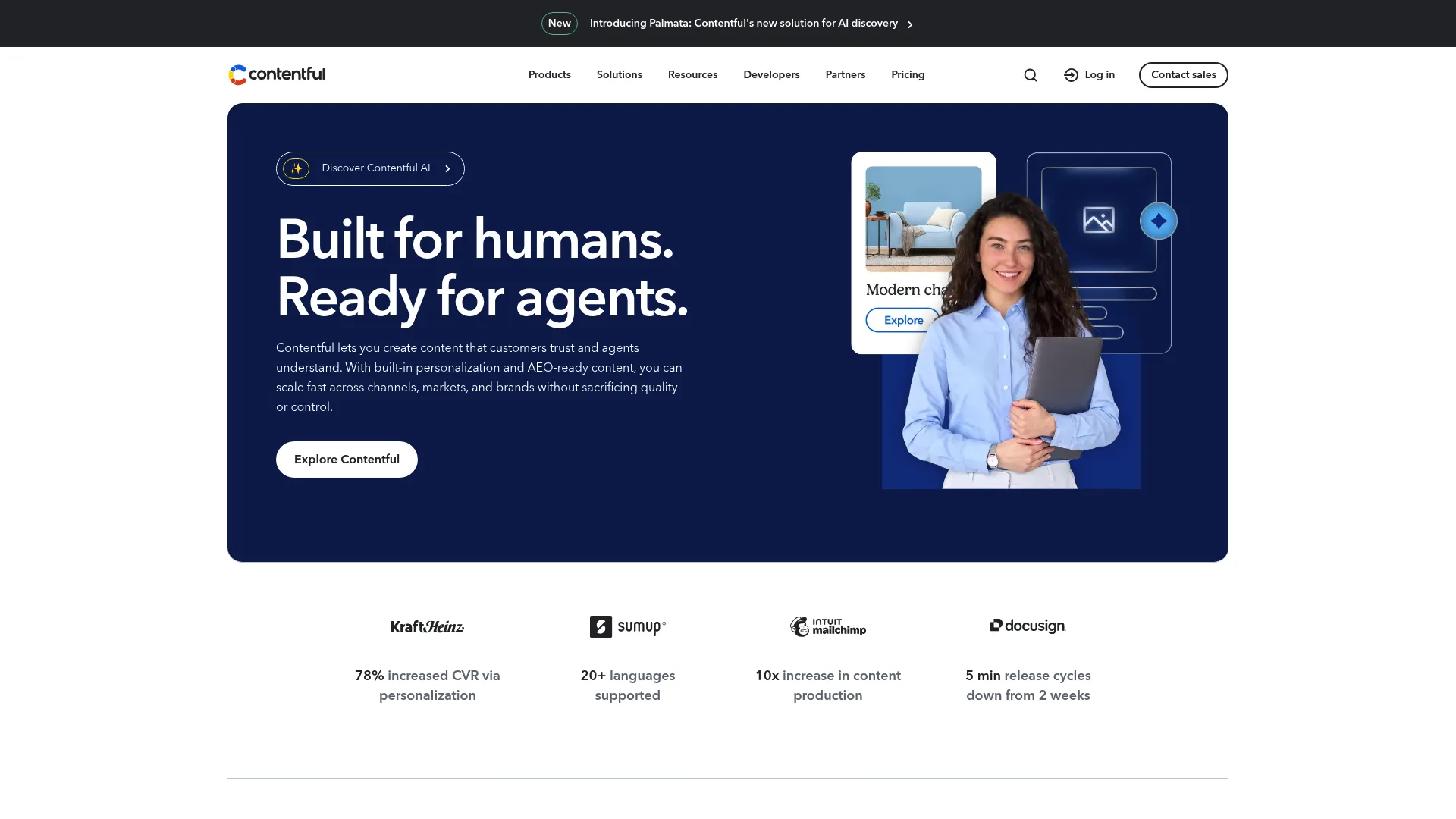 Contentful structured content platform homepage