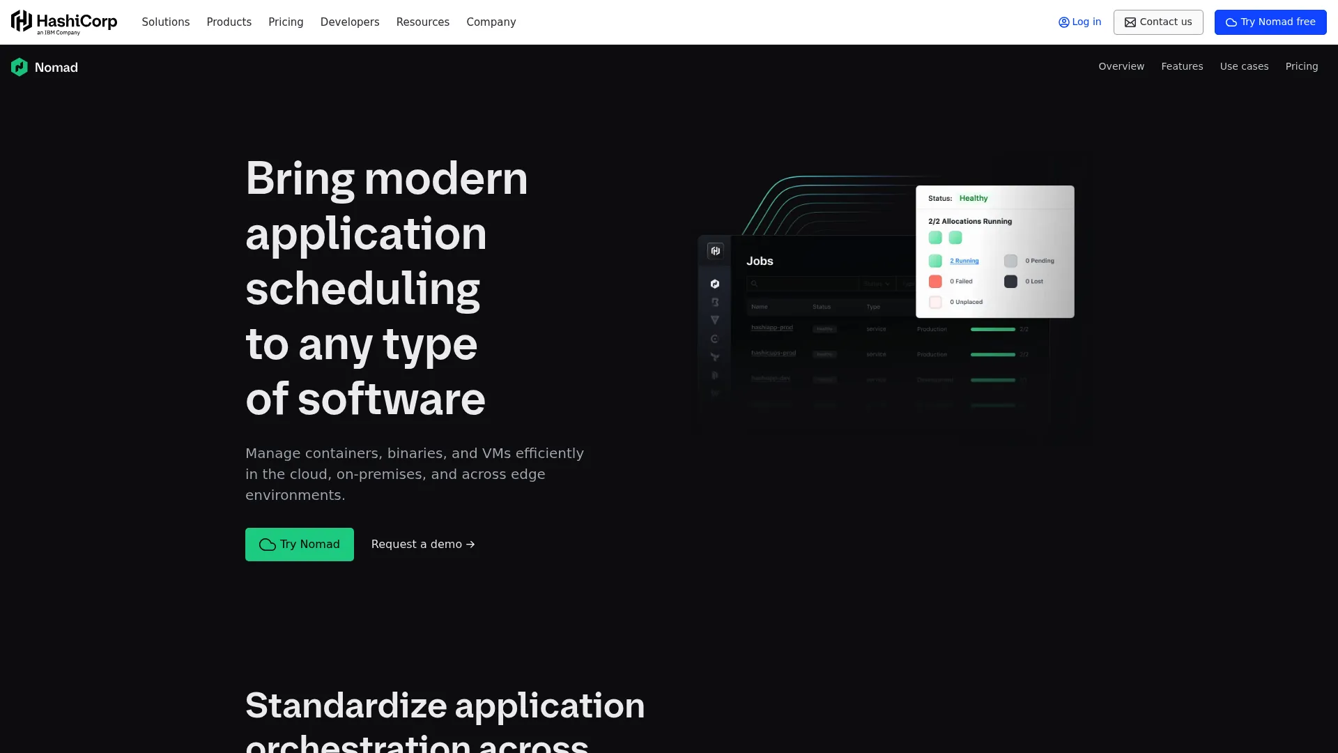 HashiCorp Nomad workload scheduler page