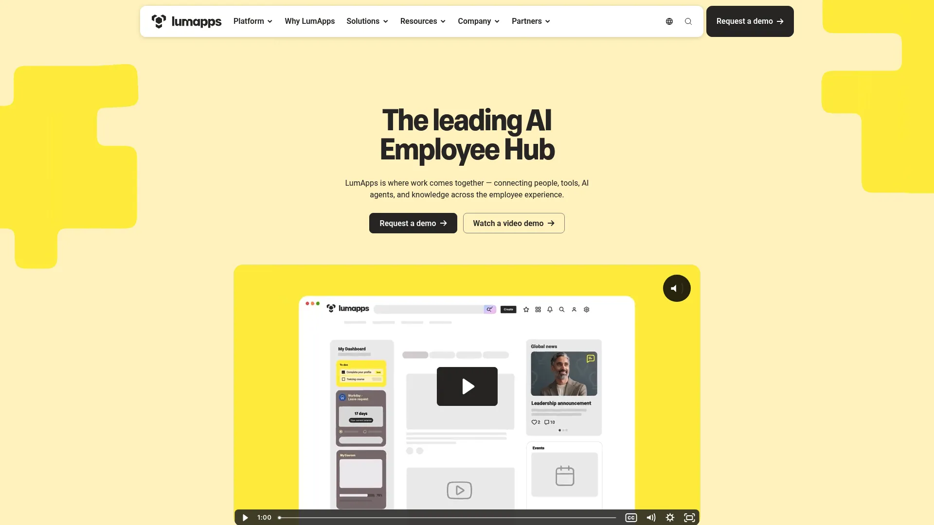 LumApps digital workplace and employee experience platform homepage