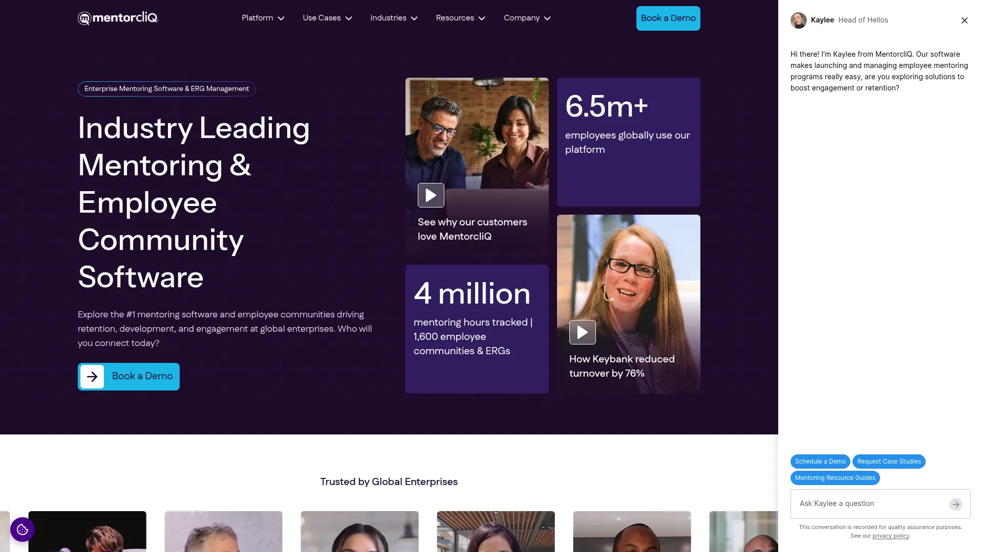 MentorcliQ mentoring program software homepage
