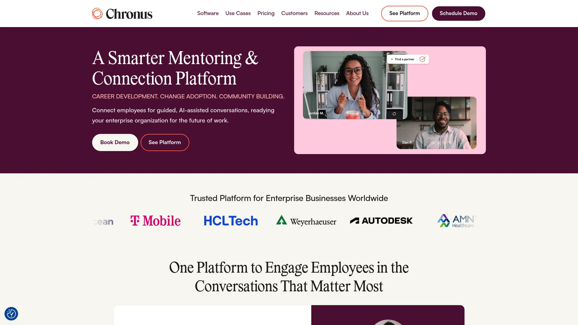 Chronus mentoring software homepage