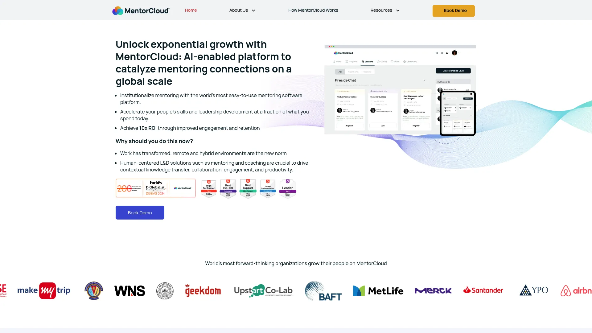 MentorCloud enterprise mentoring software homepage