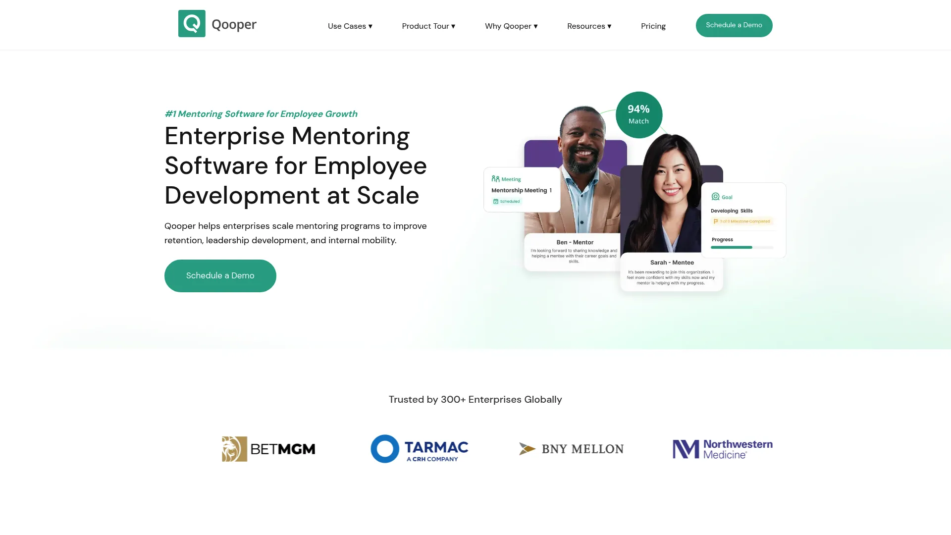 Qooper mentoring and learning platform homepage