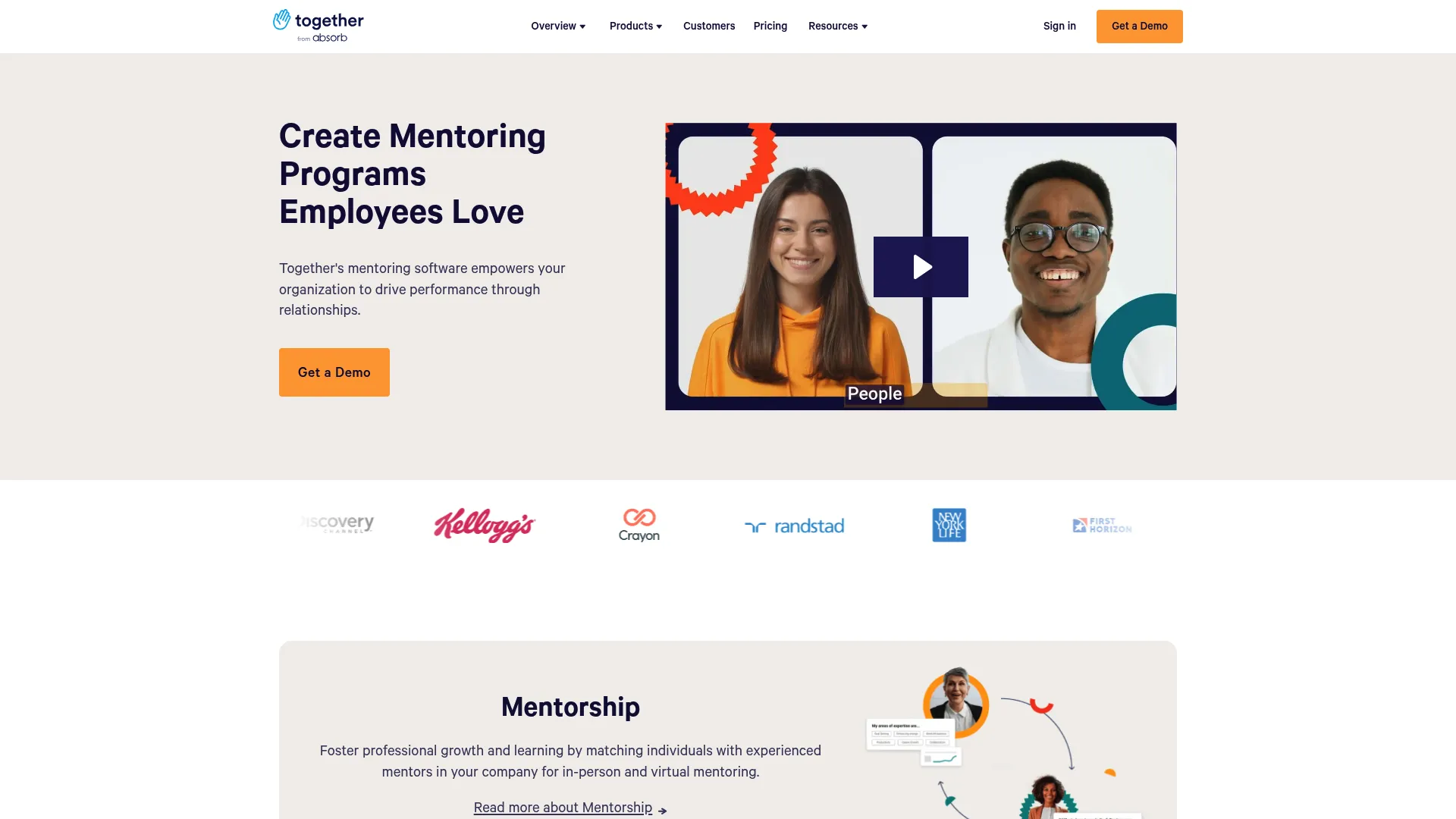 Together mentorship software homepage