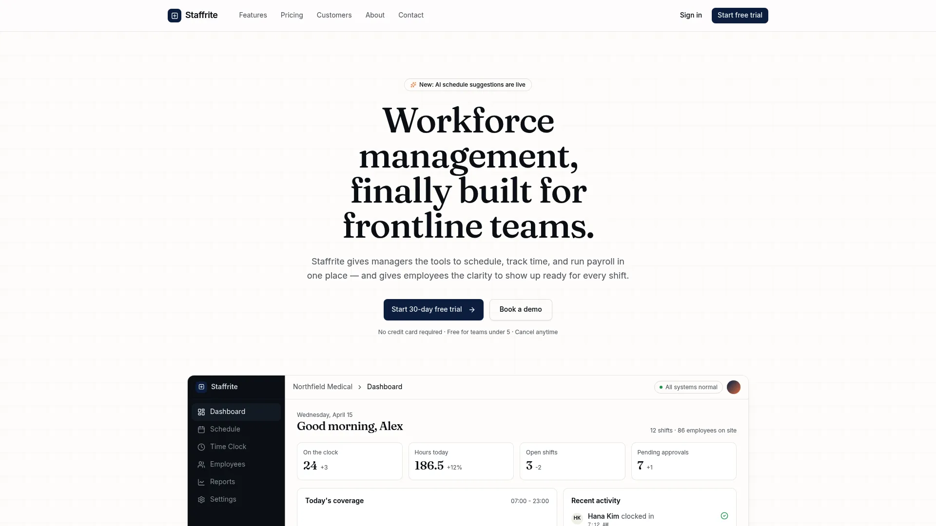 Staffrite workforce management scheduling and time clock software