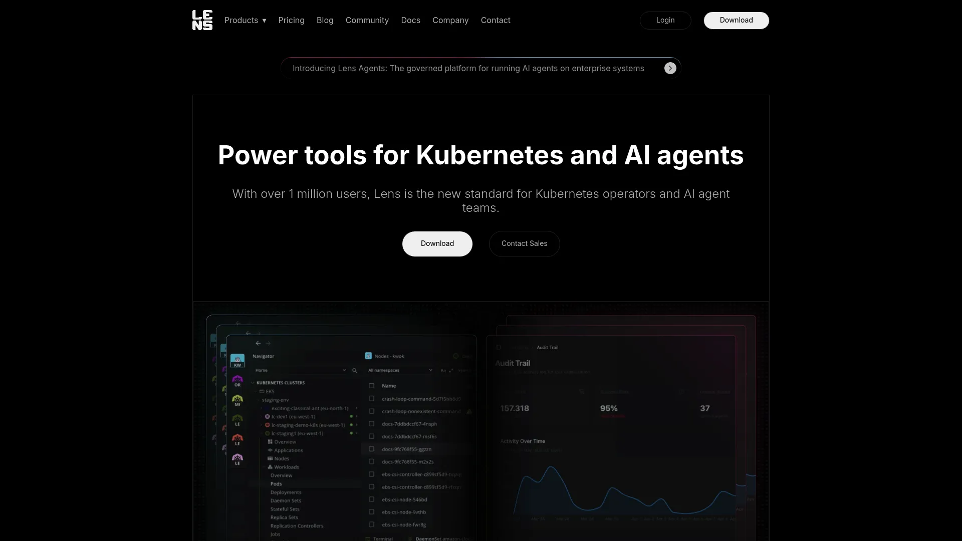 Lens Kubernetes IDE desktop application homepage