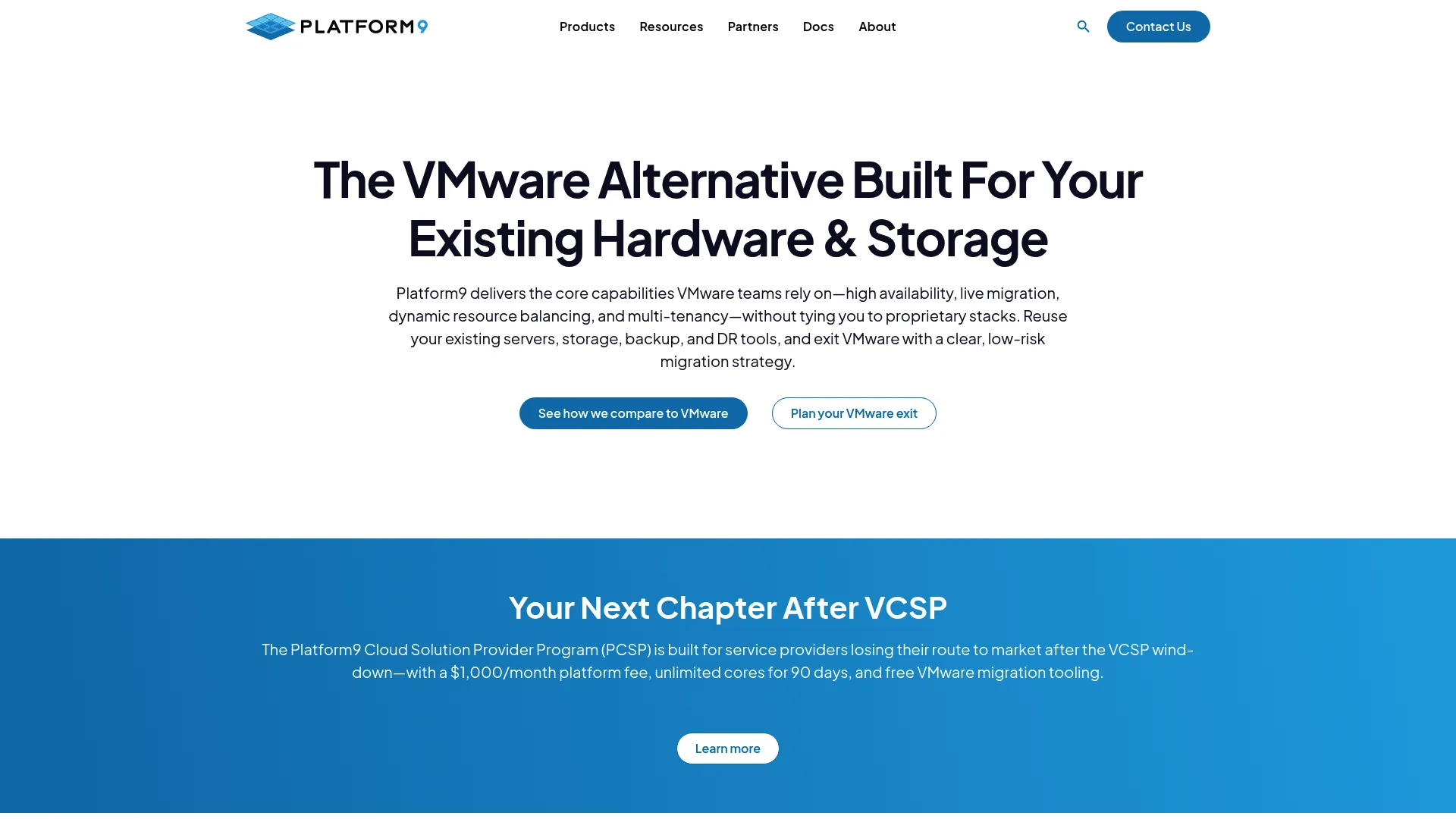 Platform9 enterprise private cloud and Kubernetes management homepage