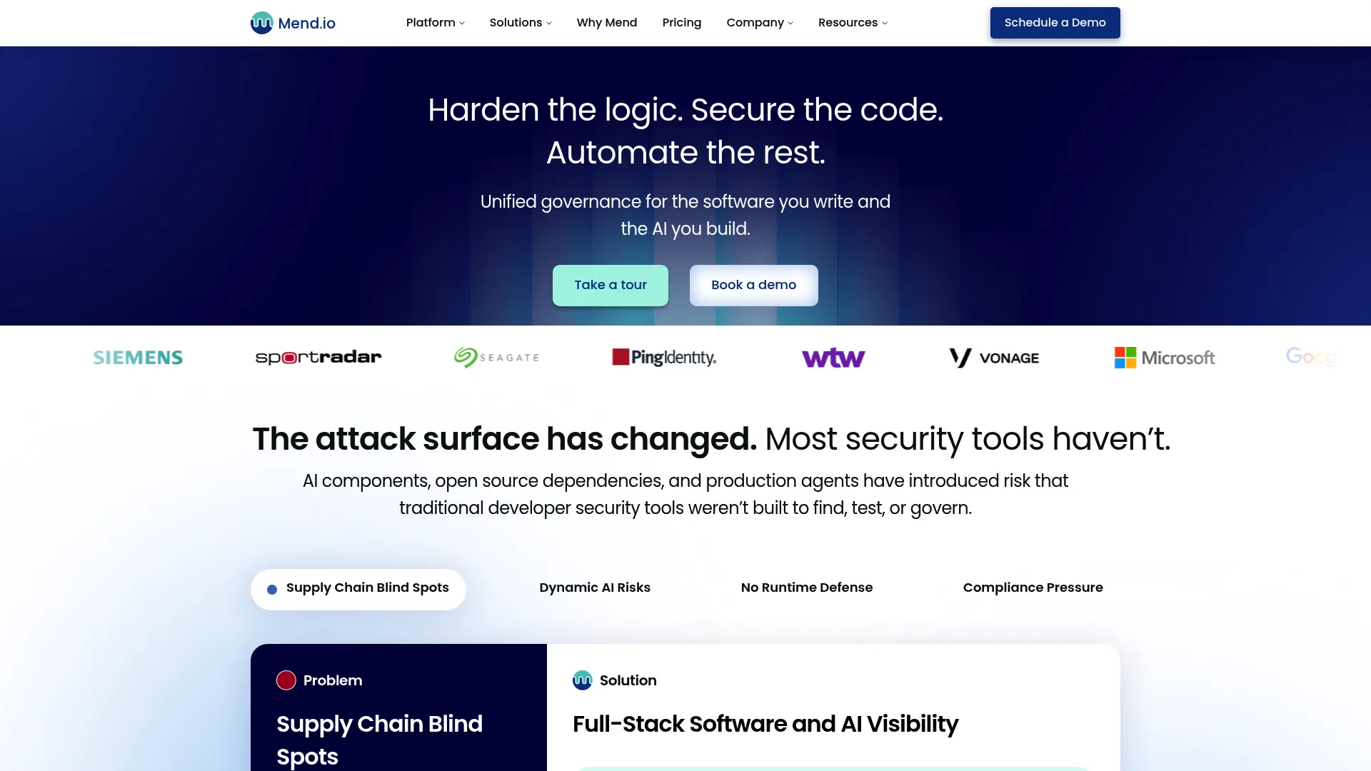 Mend application security platform