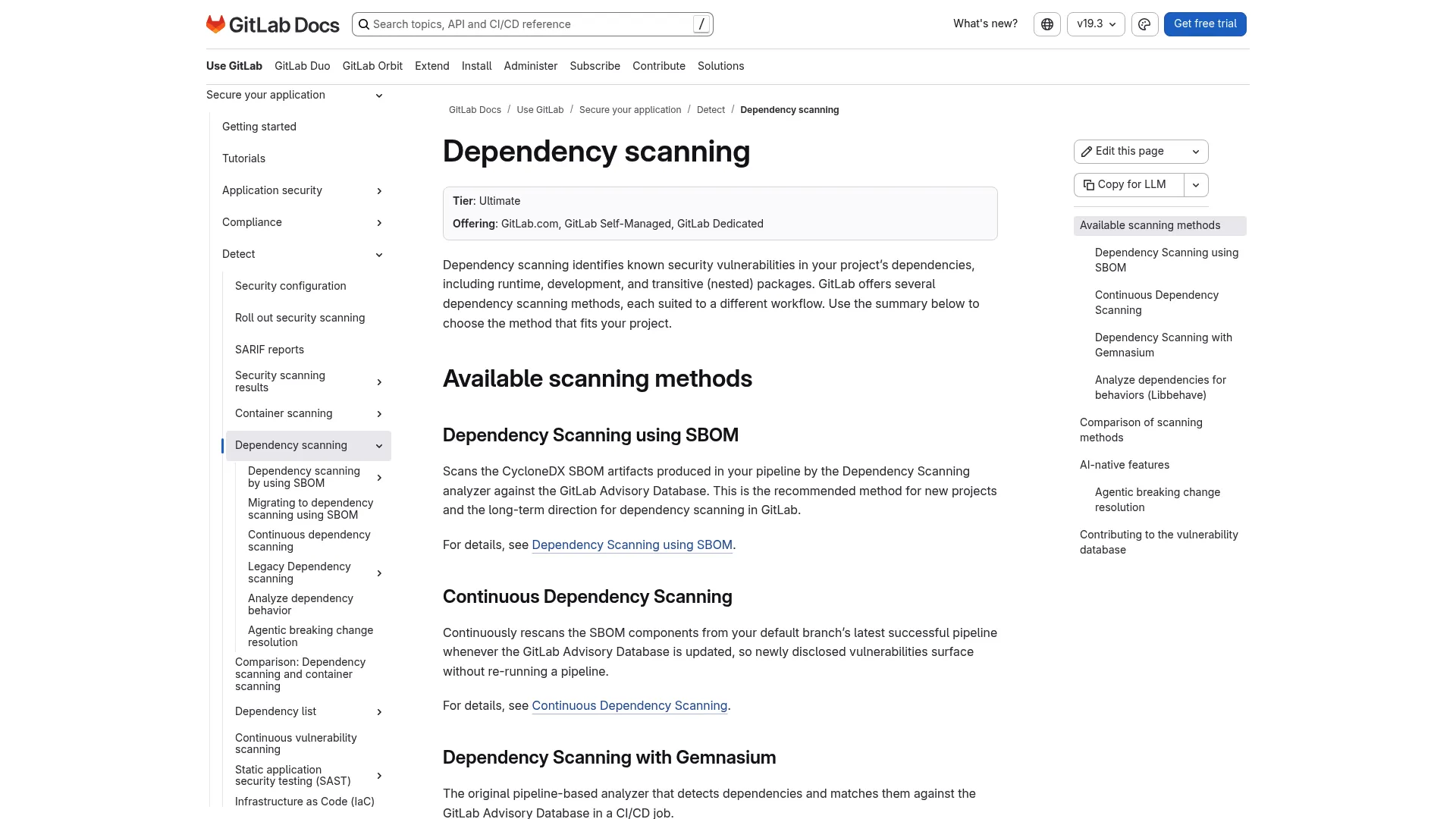 GitLab Dependency Scanning documentation