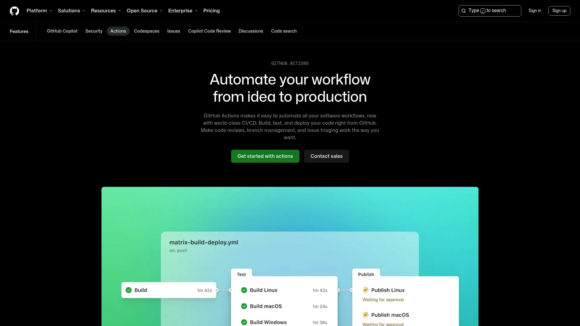 GitHub Actions workflow automation interface showing CI/CD runs