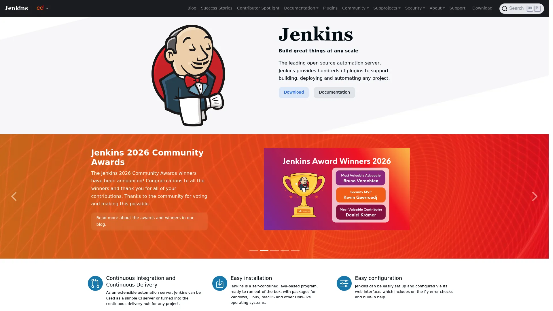 Jenkins open-source automation server dashboard showing pipeline stages