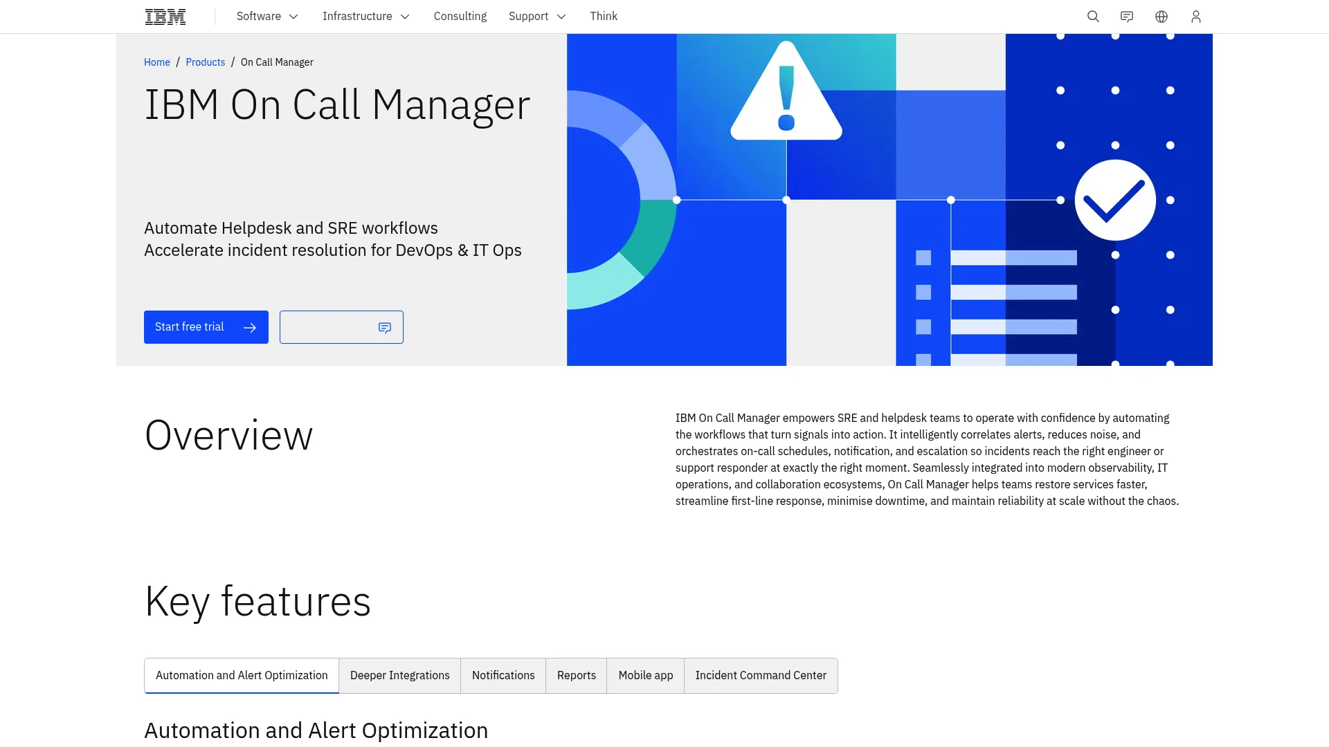 IBM On Call Manager incident management product page