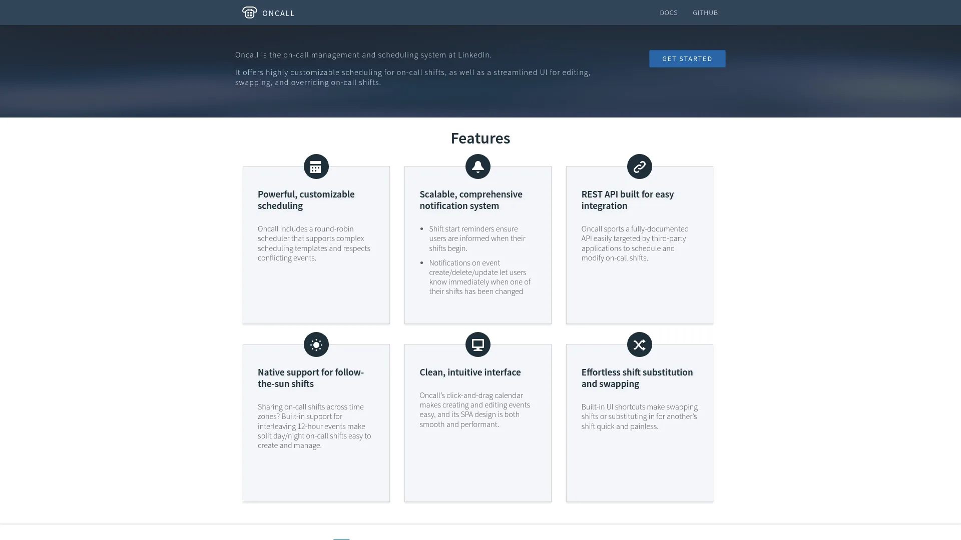Oncall on-call management and scheduling system homepage