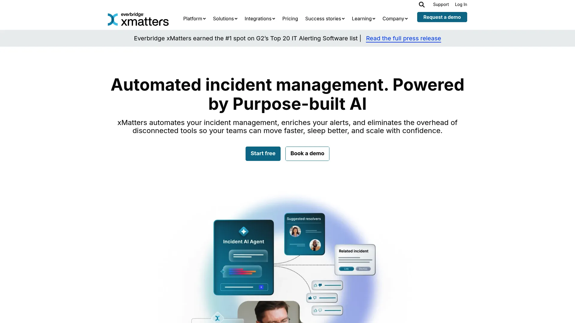 xMatters incident management and on-call alerting platform homepage