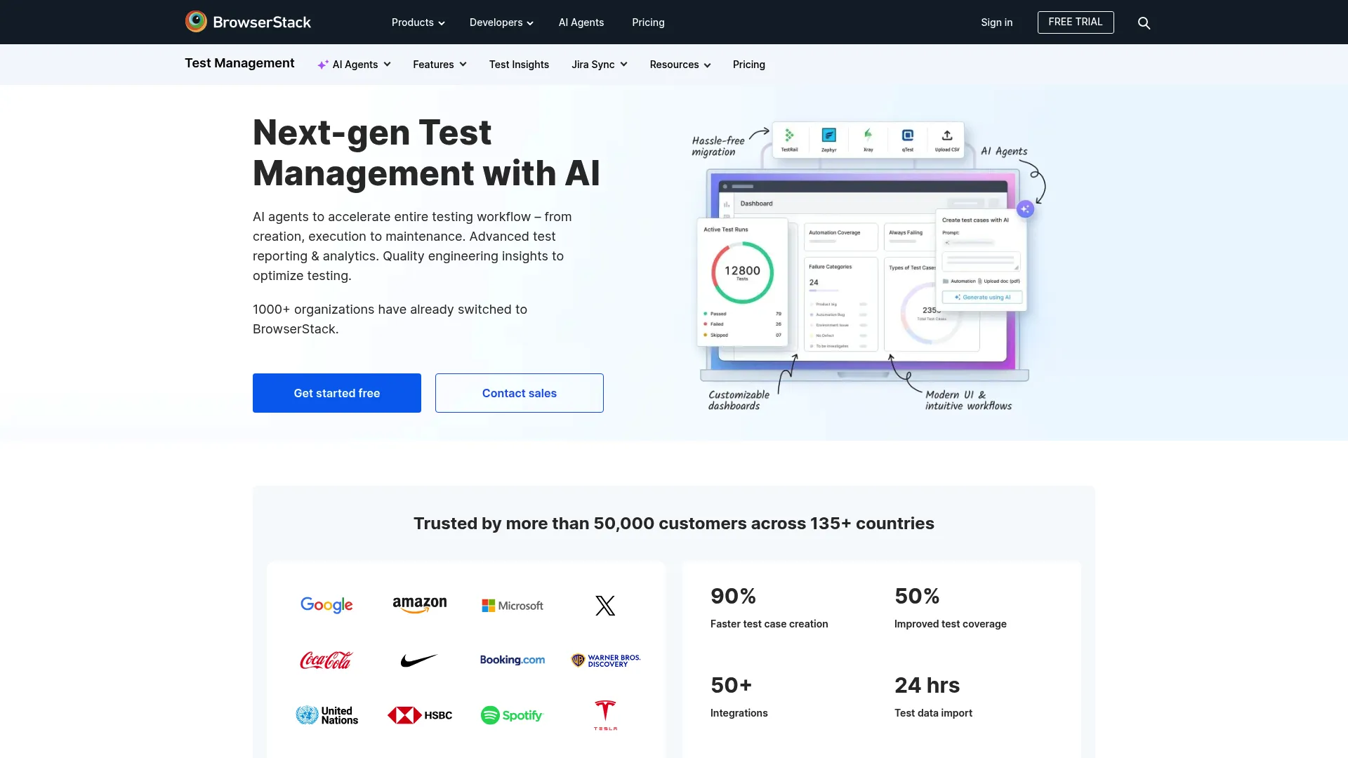 BrowserStack Test Management interface