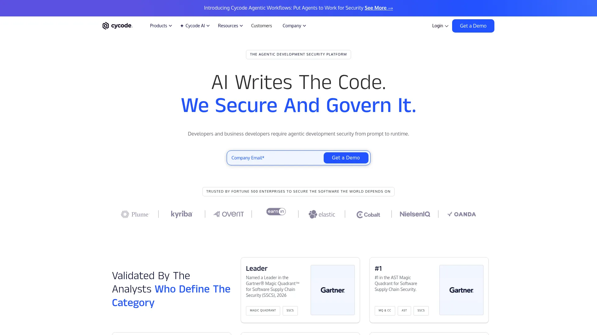 Cycode application security platform homepage