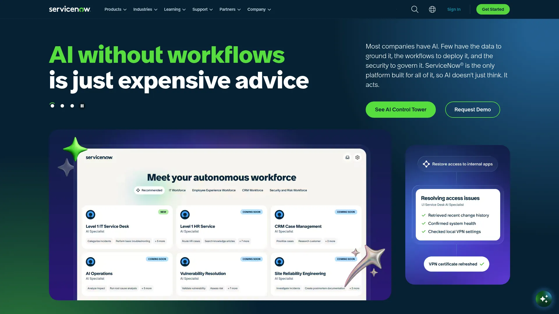 ServiceNow enterprise ITSM and workflow automation platform