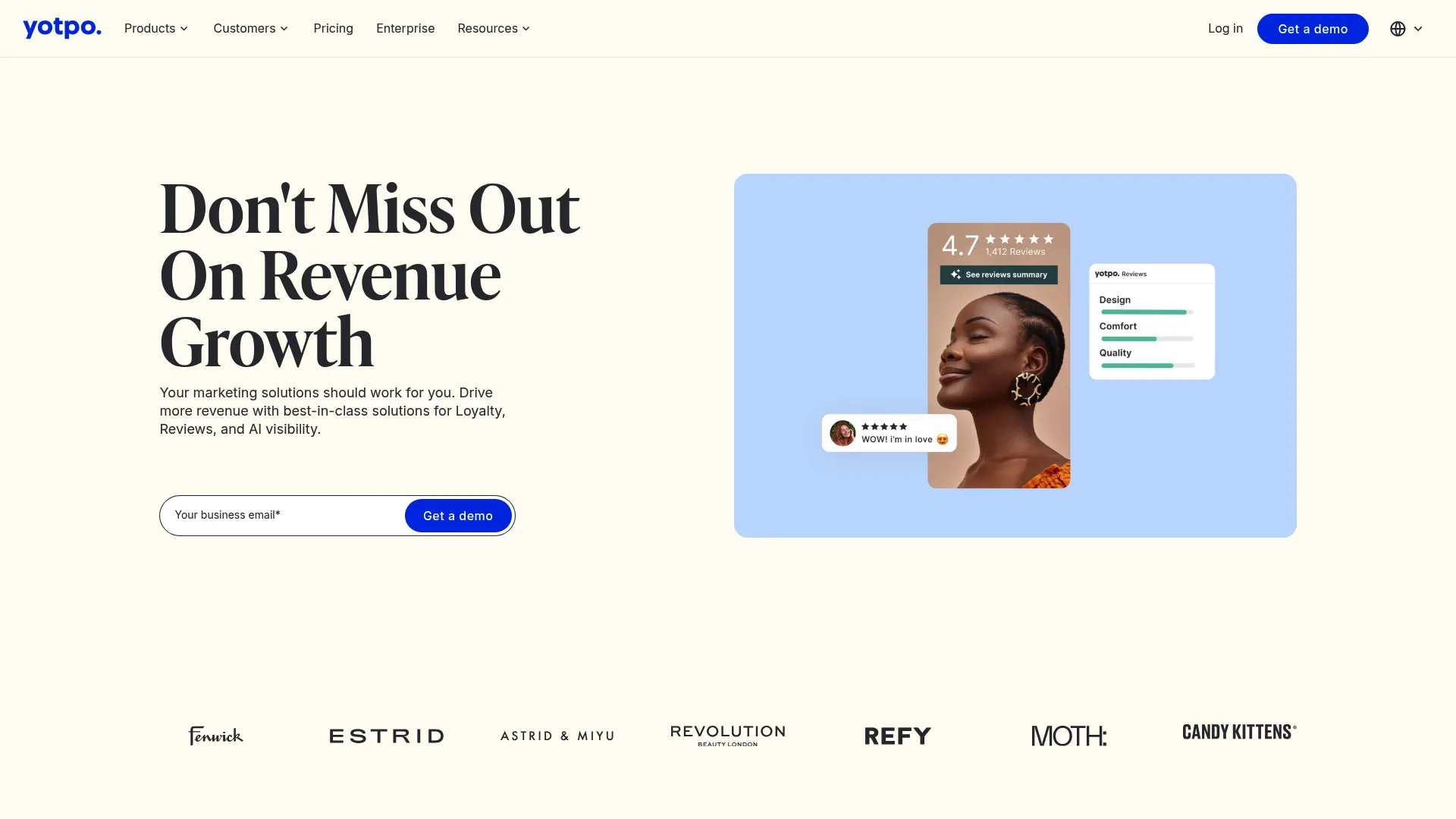 Yotpo ecommerce reviews and UGC platform homepage.